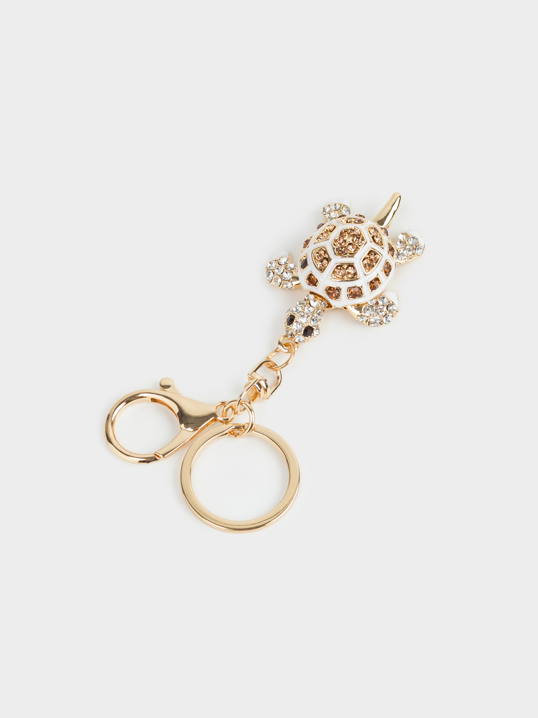 Брелок, 12 см, металл/стразы, золотистый, Черепаха, Keychain crystal, image-1