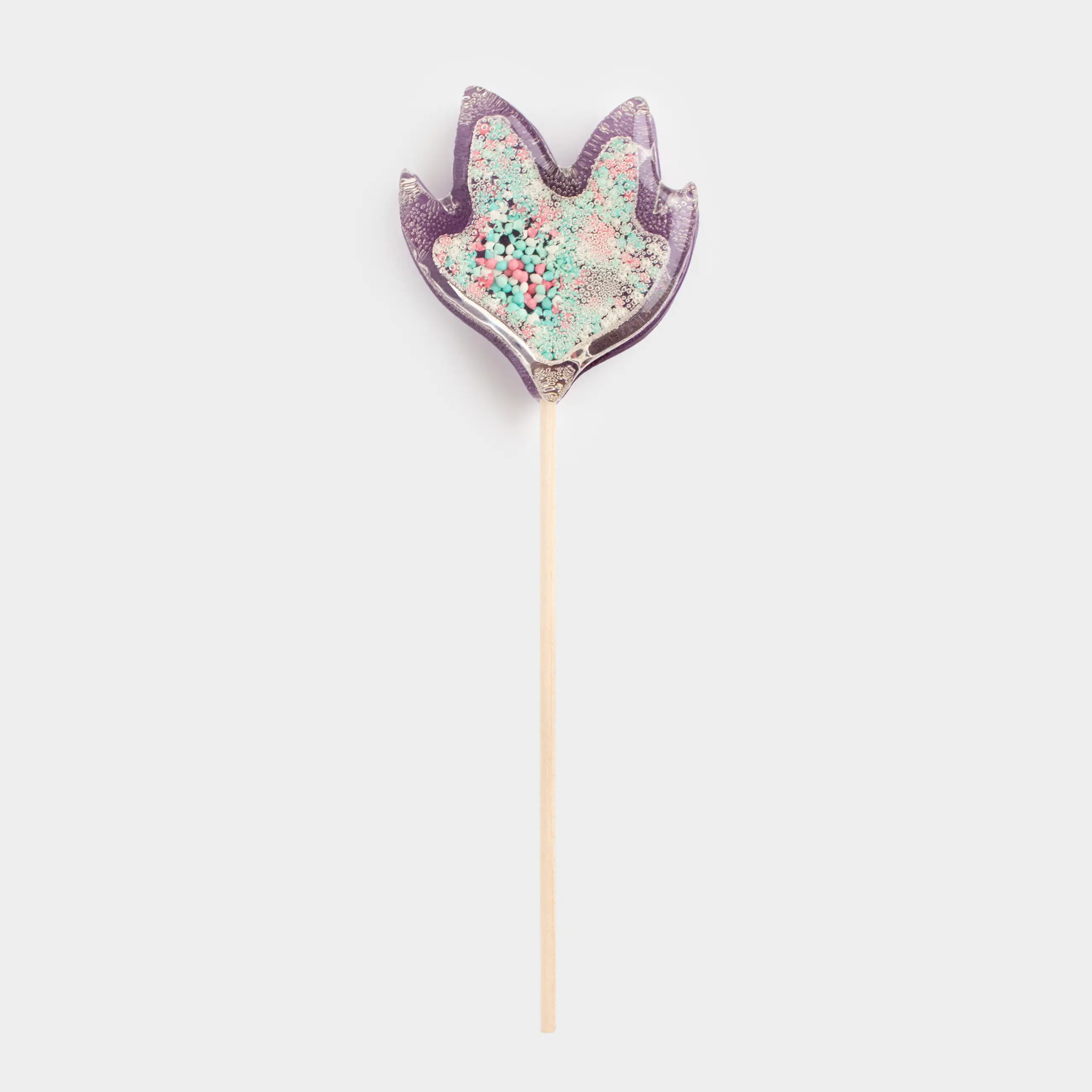 Леденец, 30 гр, погремушка, на палочке, изомальт, фиолетовый, Ирис, Sweet life