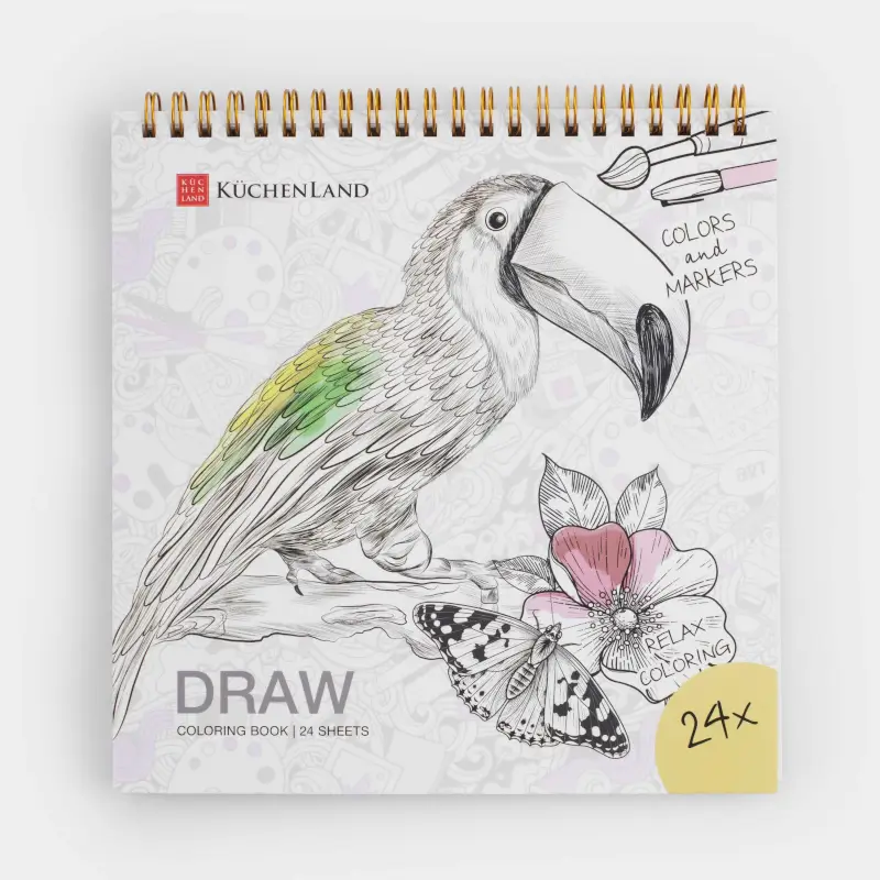 Альбом для раскрашивания, 21х21 см, 24 листа, на кольцах, Животные, Draw creative ,image-0