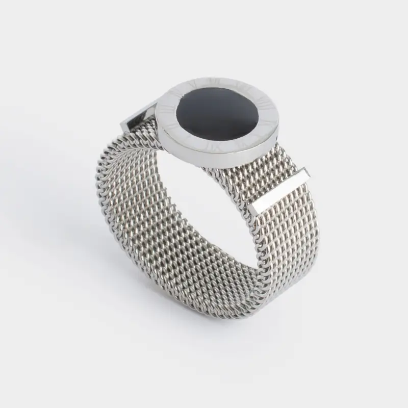 Кольцо, р. S-M, единый размер, сталь, серебристо-черное, Часы, Jewelry black