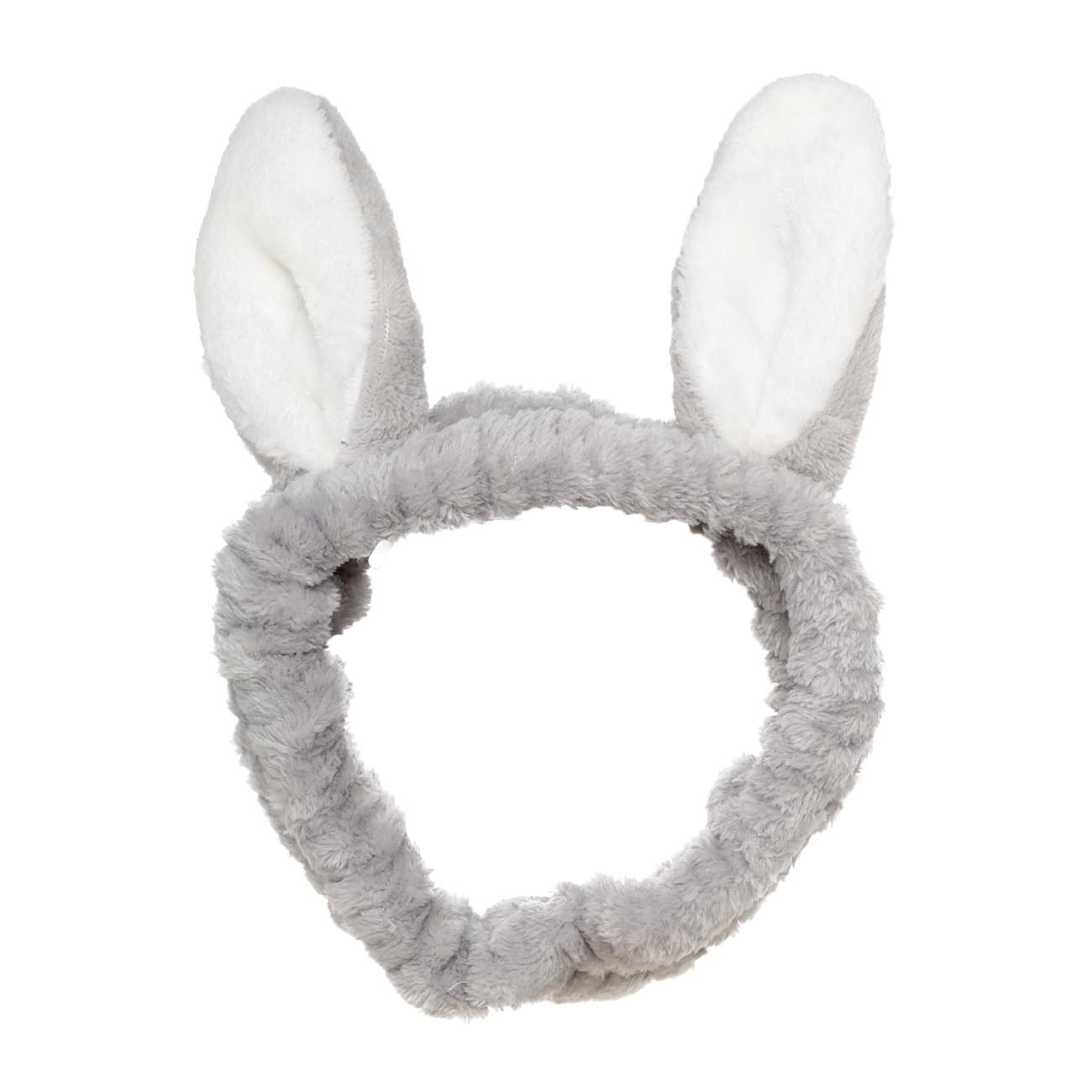 

Повязка для волос, 20 см, полиэстер/искусственный мех, серая, Ушки, Rabbit