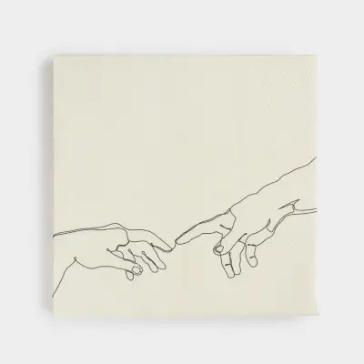 Салфетки бумажные, 33х33 см, 20 шт, квадратные, молочные, Руки, Hand