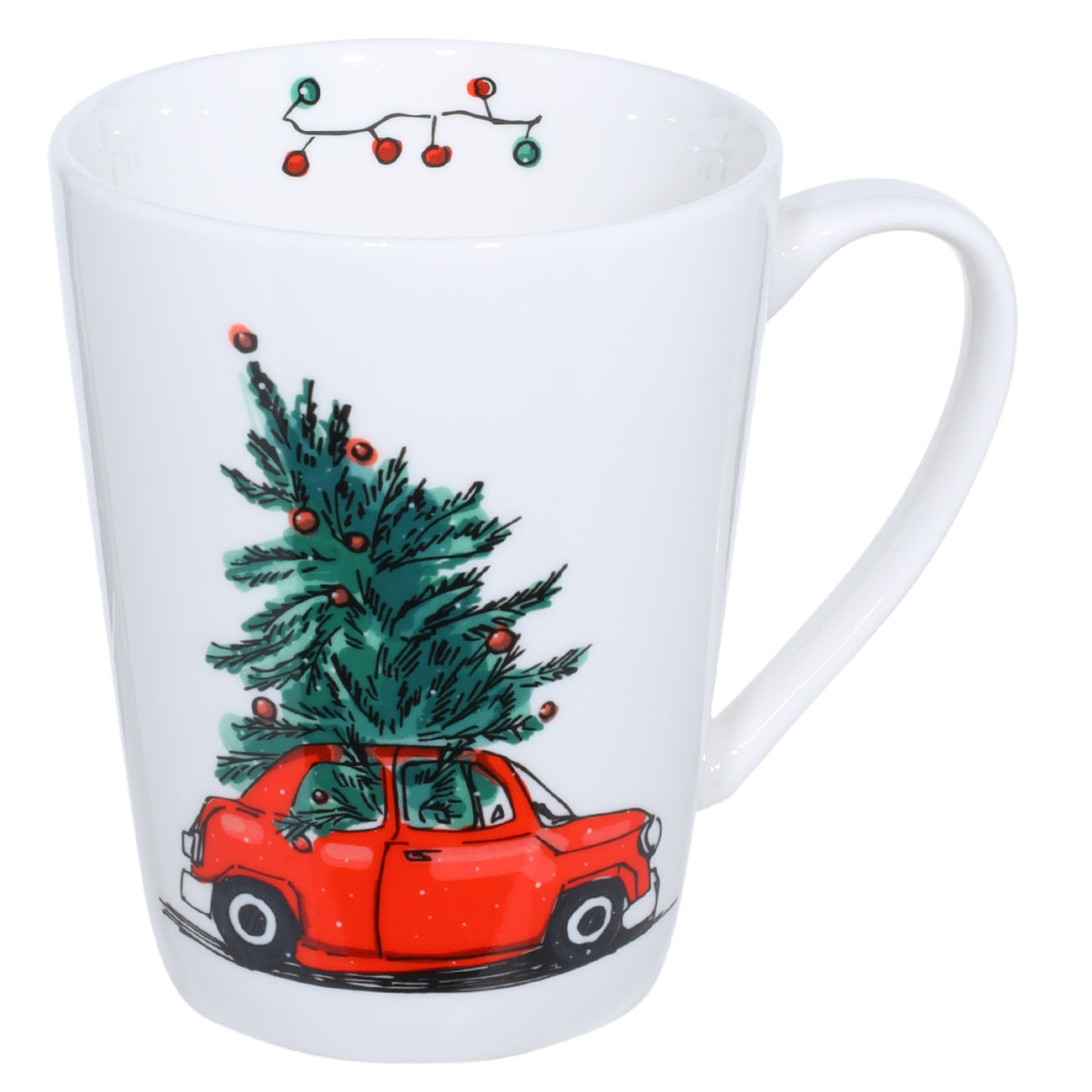 

Кружка, 420 мл, фарфор N, белая, Машина с елкой, Christmas