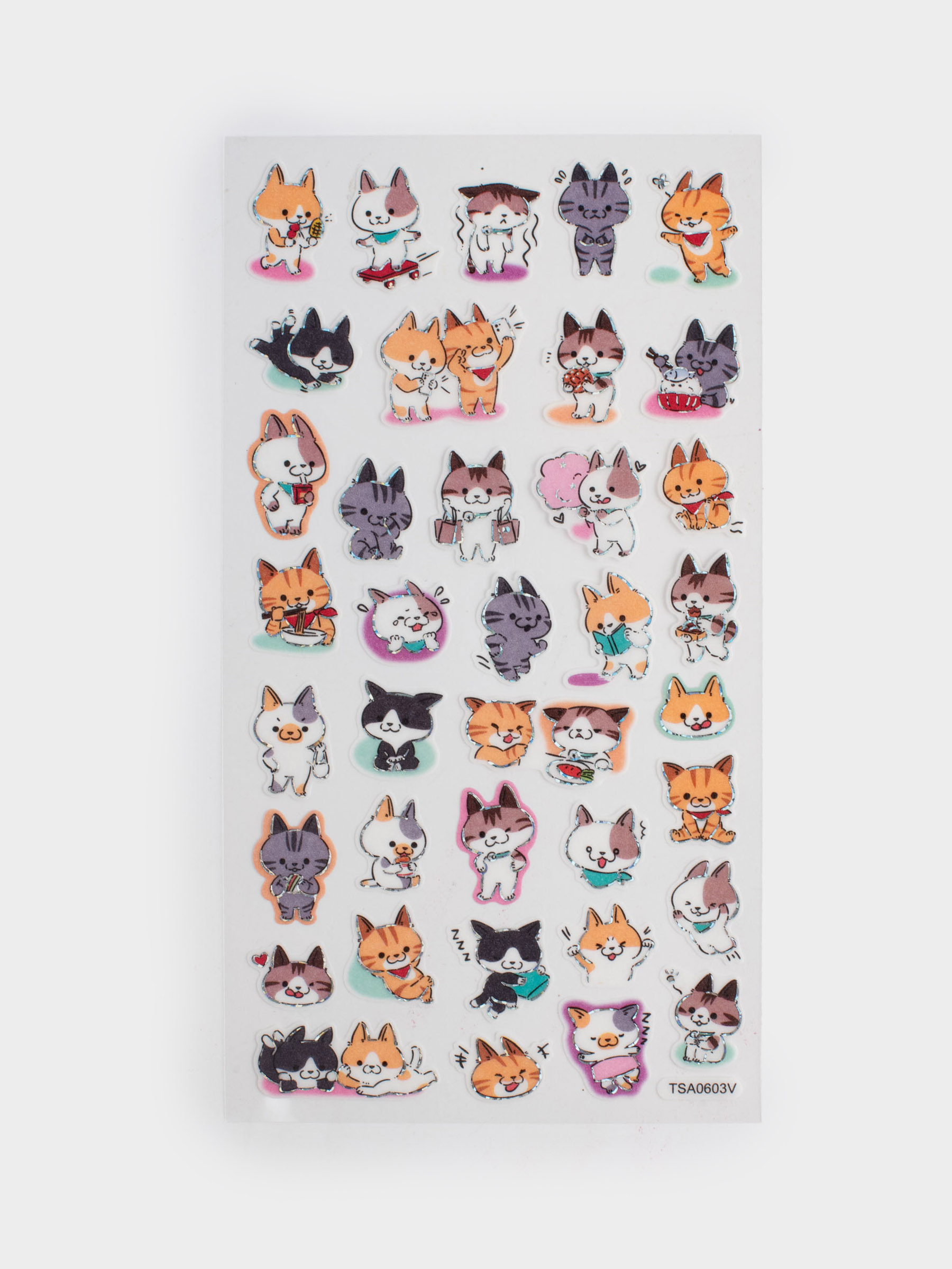 Набор наклеек, 17х9 см, 38 шт, одноразовые, бумага, Кошки, Cat, image-0