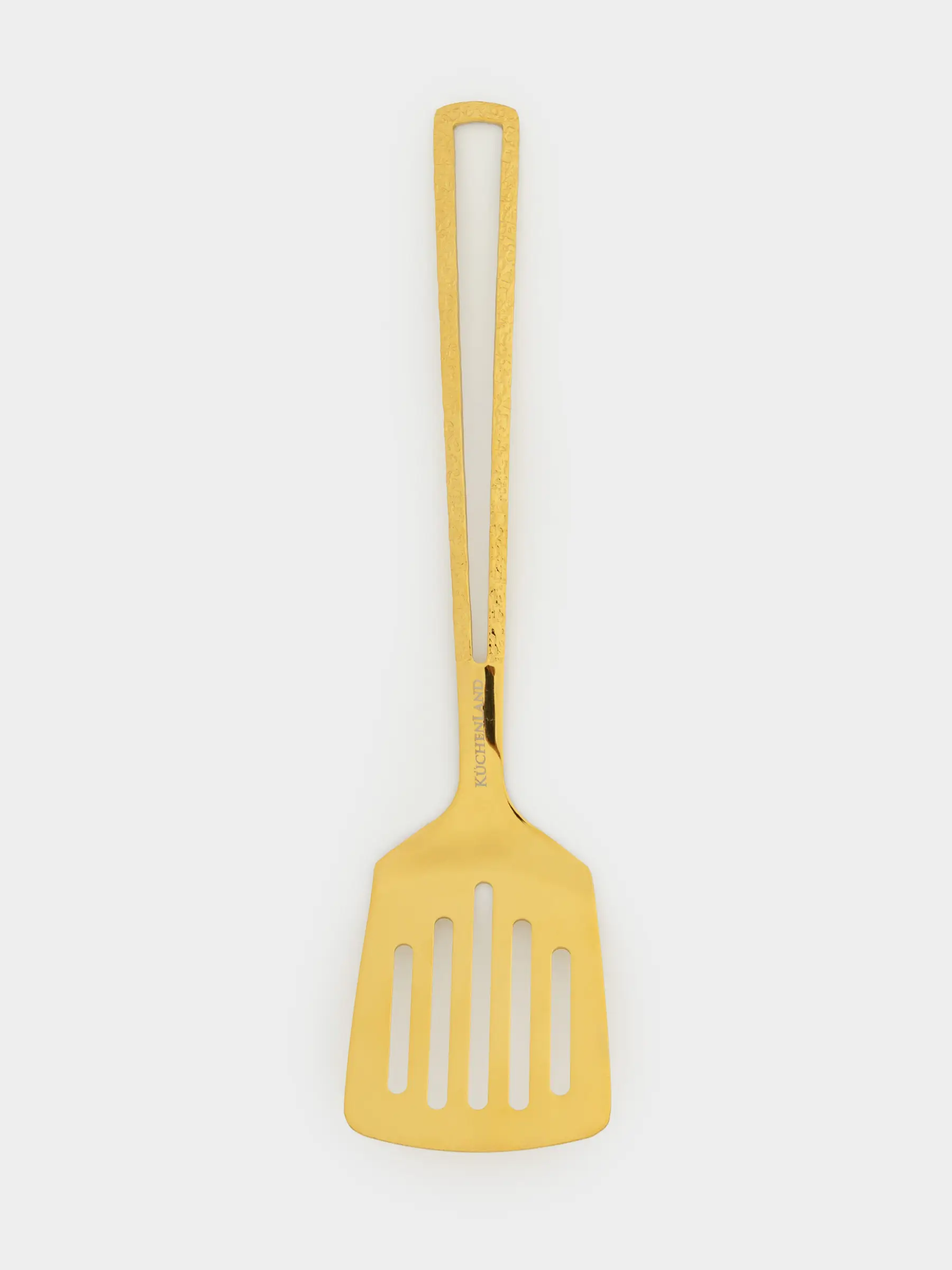 Лопатка, 26 см, с прорезями, сталь, золотистая, Viron gold