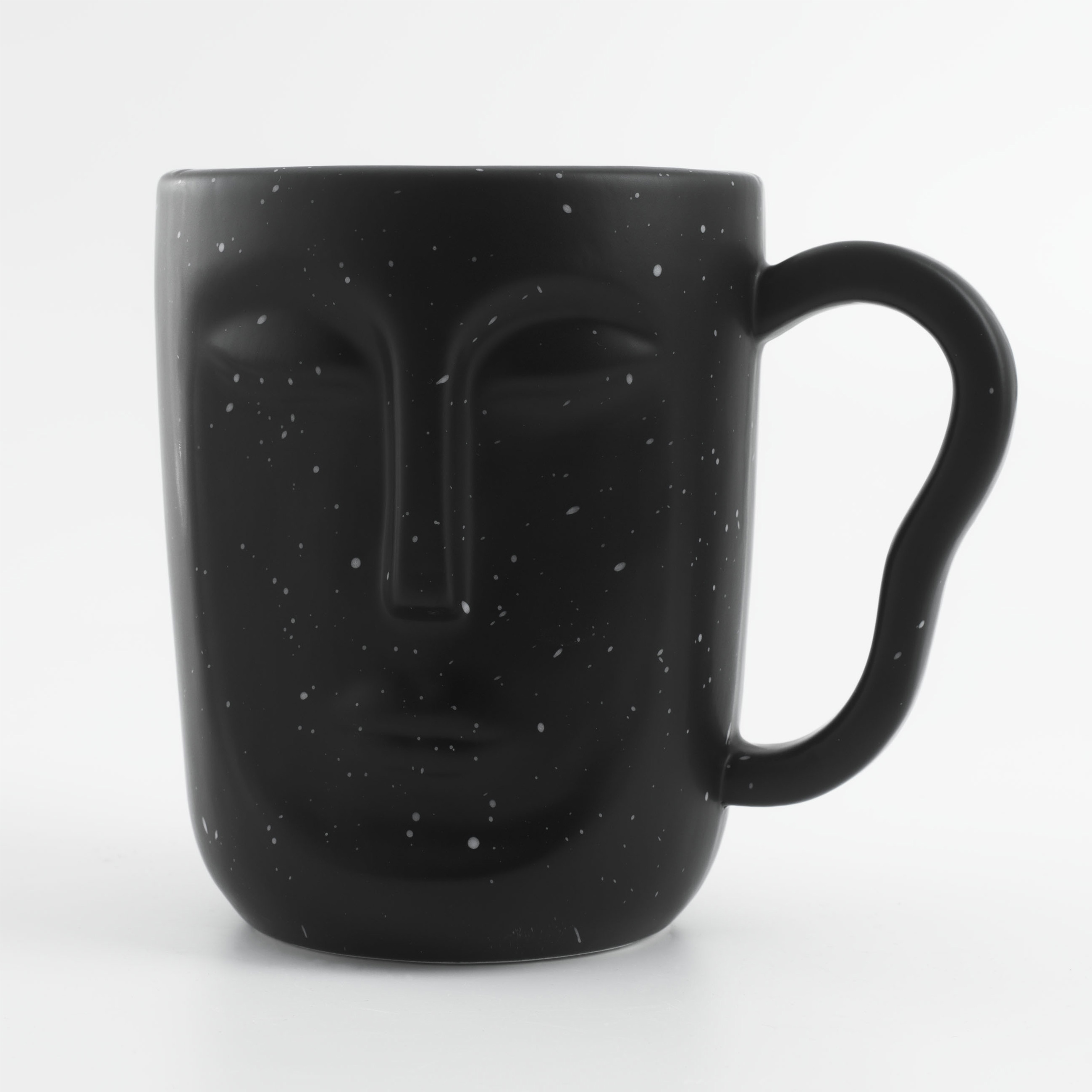 Кружка, 580 мл, керамика, черная, в крапинку, Лицо, Face speckled, image-1