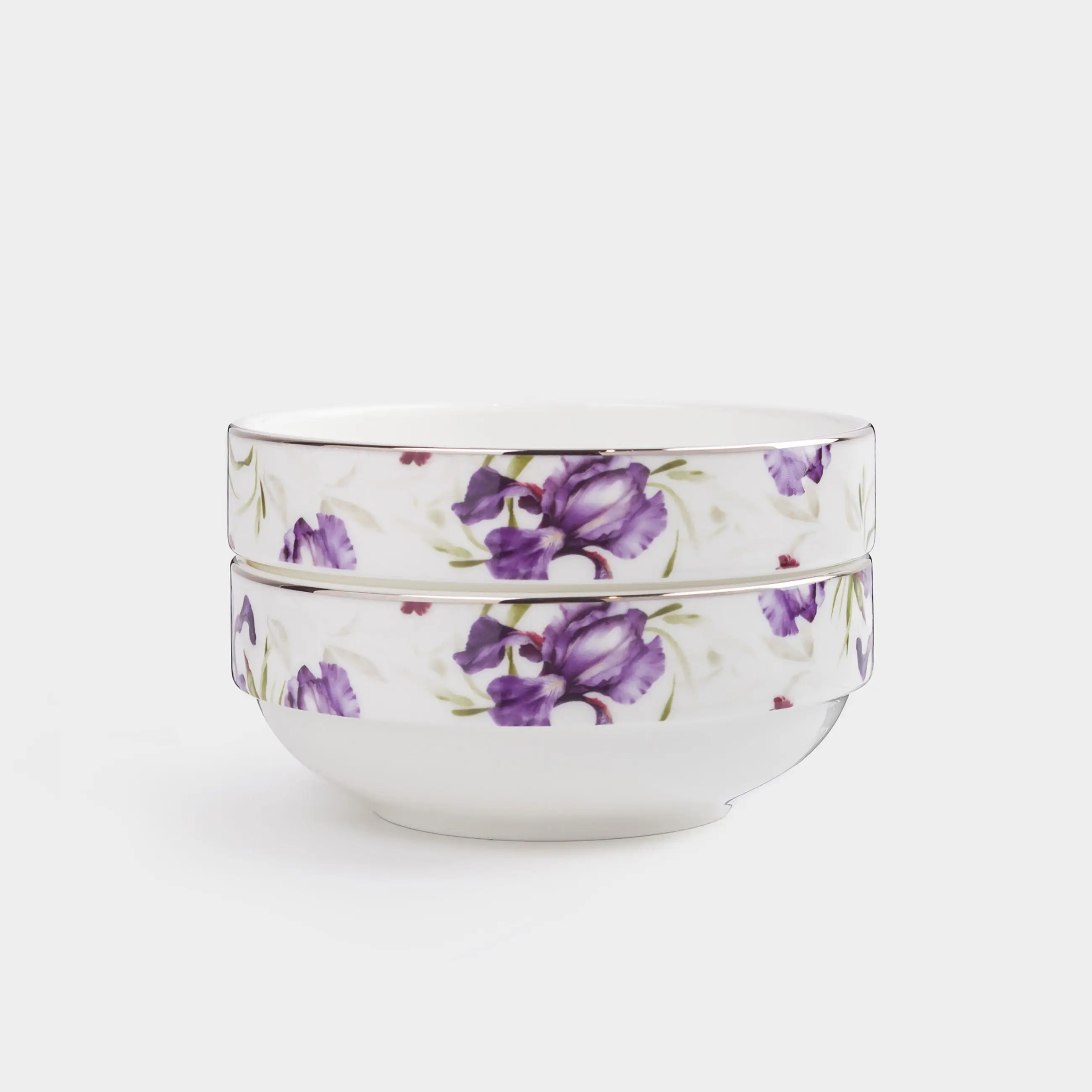 Пиала, 12х5 см, 2 шт, фарфор F, с серебристым кантом, Ирис, Antarctica Flowers