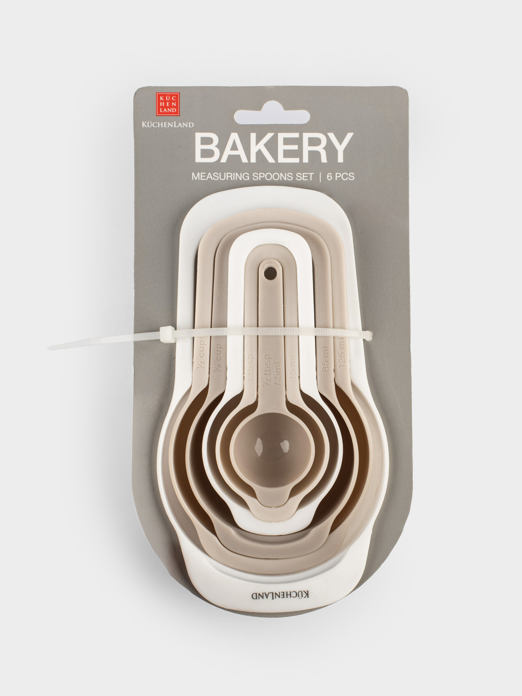 Набор мерных ложек, 6 шт, пластик, бежево-кремовые, Bakery, image-8