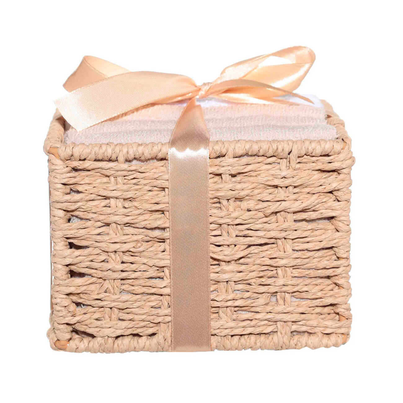 Полотенце, 30х30 см, 6 шт, в корзине с бантом, хлопок, бежевое/белое, Basket towel willow dog basket pet bed natural 70 cm
