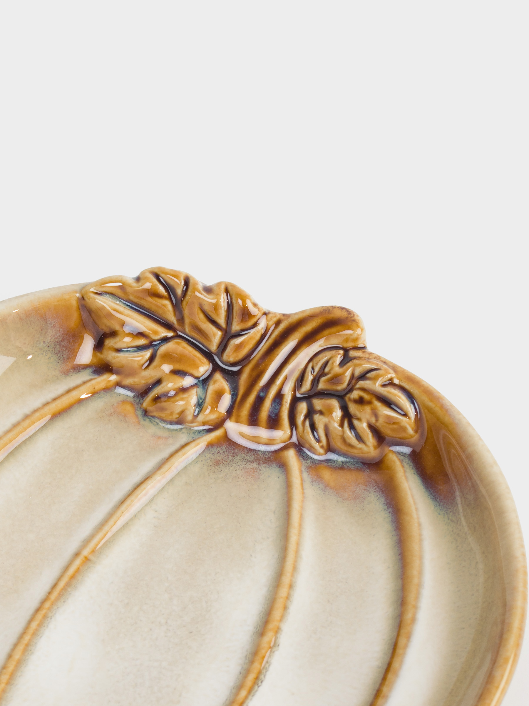 Блюдо, 16х15х4 см, керамика, молочно-коричневое, Тыква с листом, Pumpkin velir, image-2