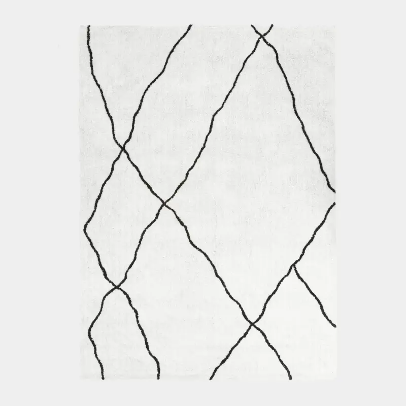 Ковер, 150х210 см, хлопок, молочный, Линии, Rhombic ,image-0