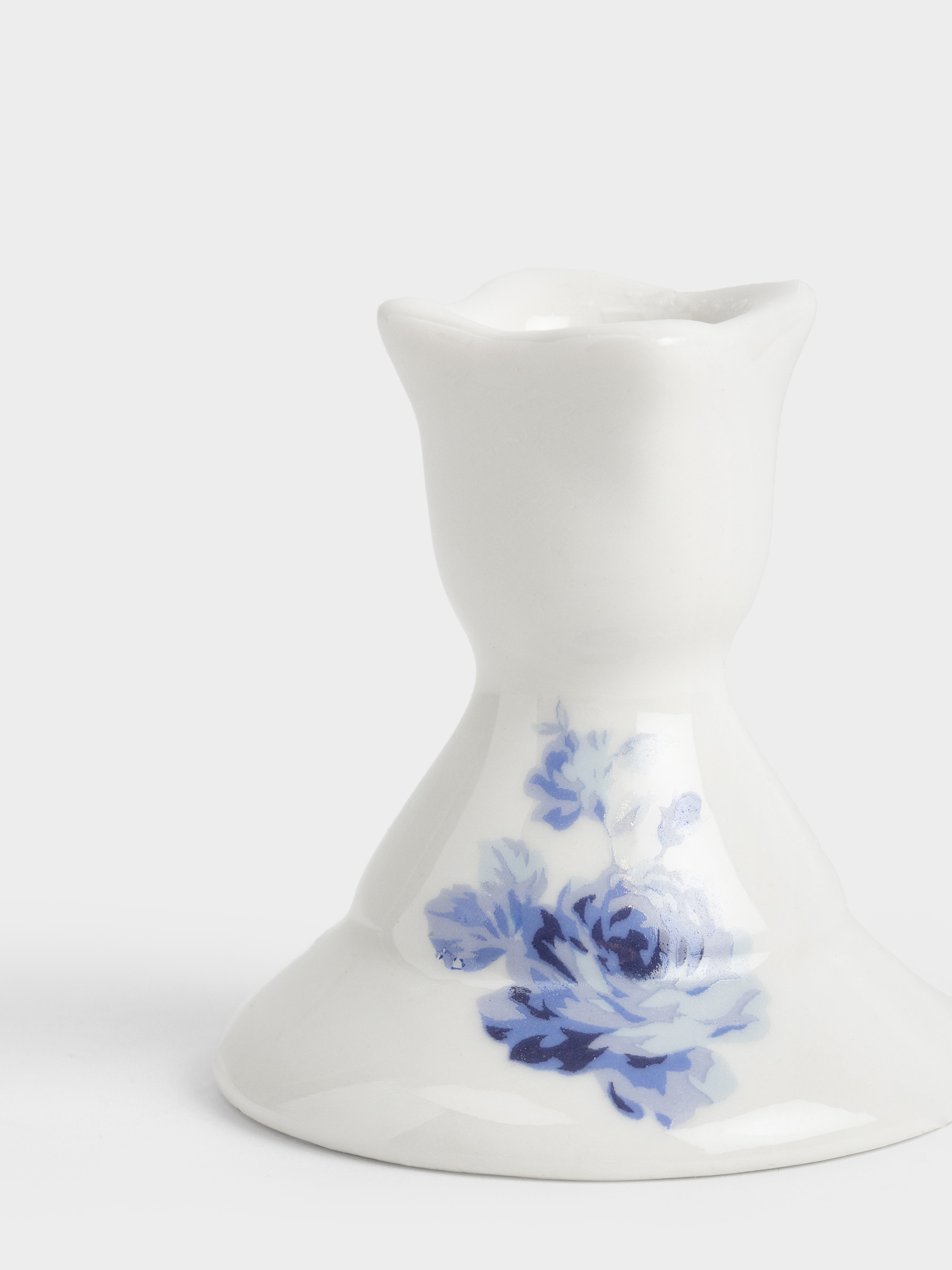 Подсвечник, 6 см, для тонкой свечи, на ножке, фарфор P, белый, Голубые цветы, Tradition Easter, image-2