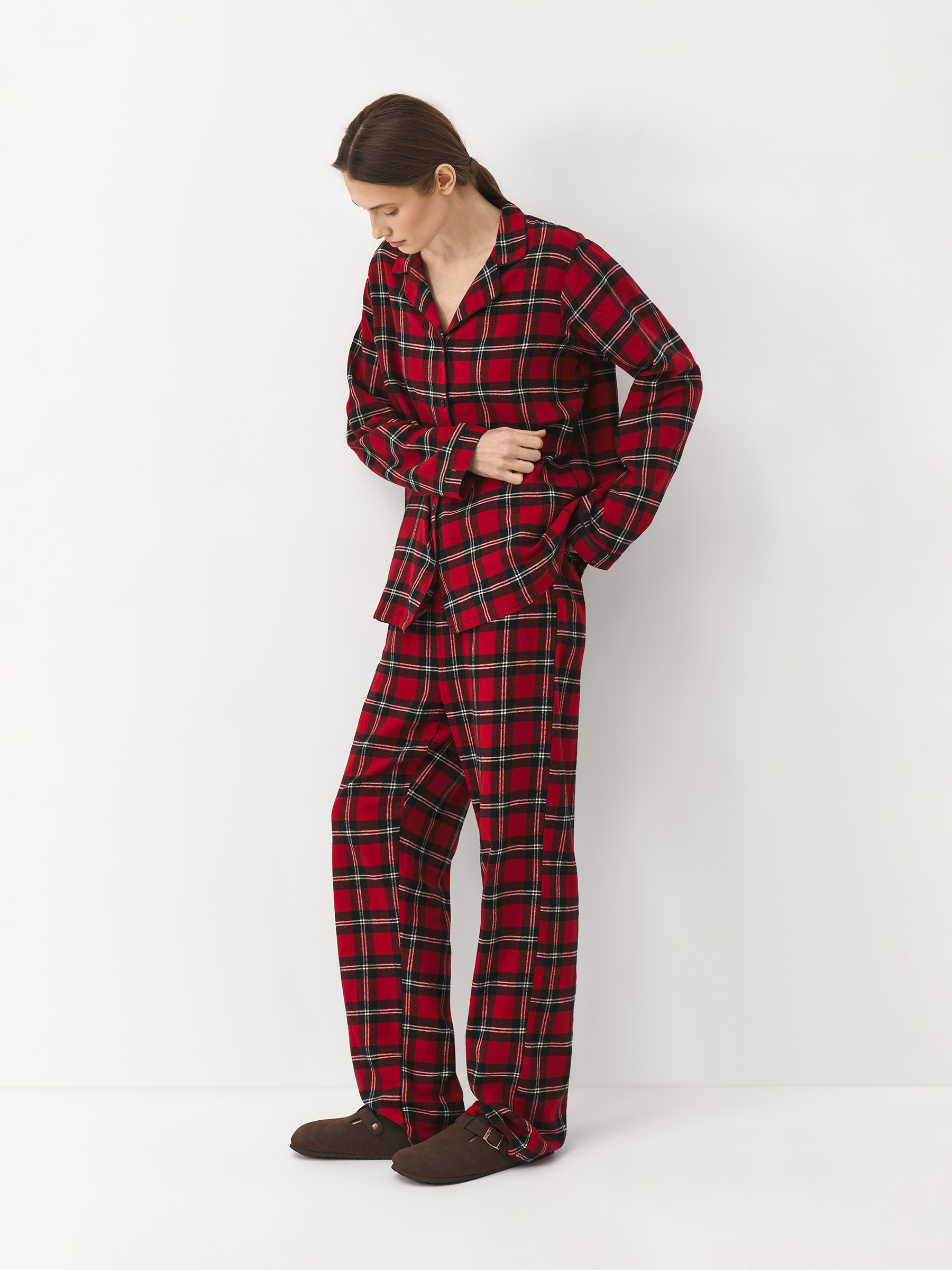 Пижама женская, с брюками, хлопок, красная, Клетка, Patsy, image-3