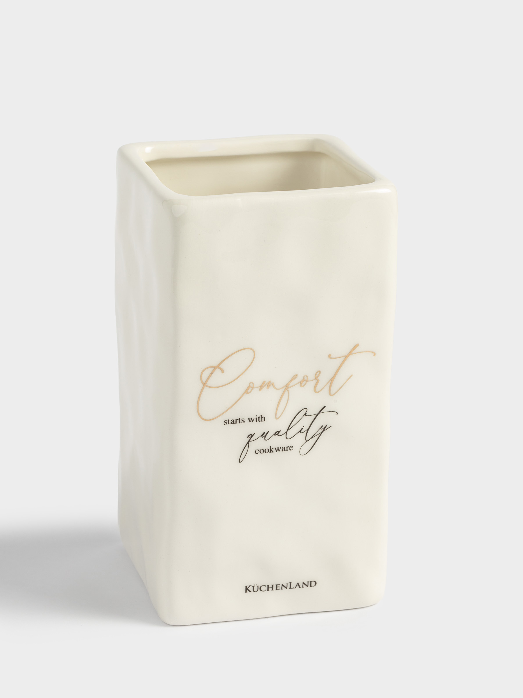 Подставка для кухонных принадлежностей, 15 см, керамика, молочная, Мятый эффект, Crumple kitchen, image-1