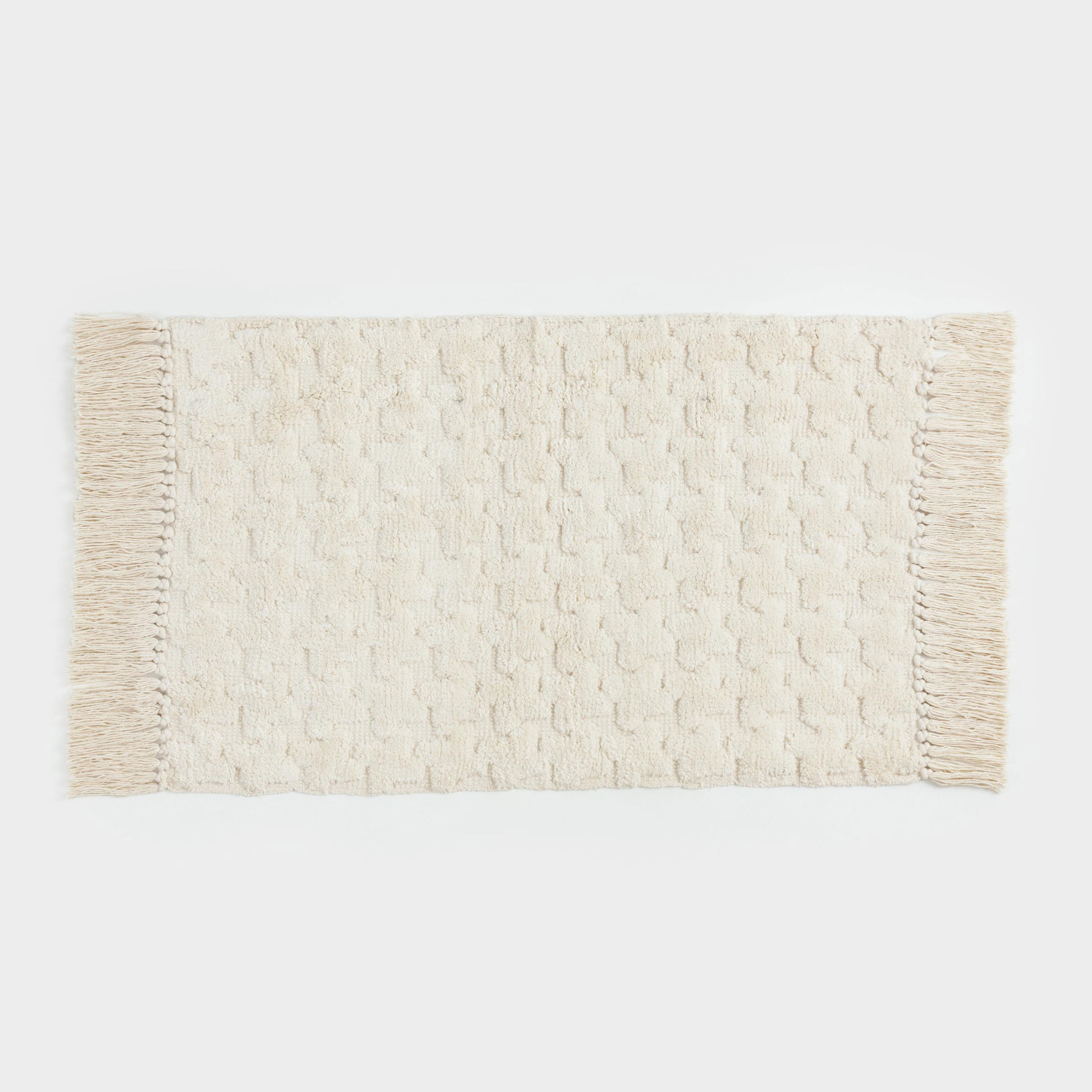 Коврик, 50х80 см, с бахромой, хлопок, песочный, Textured