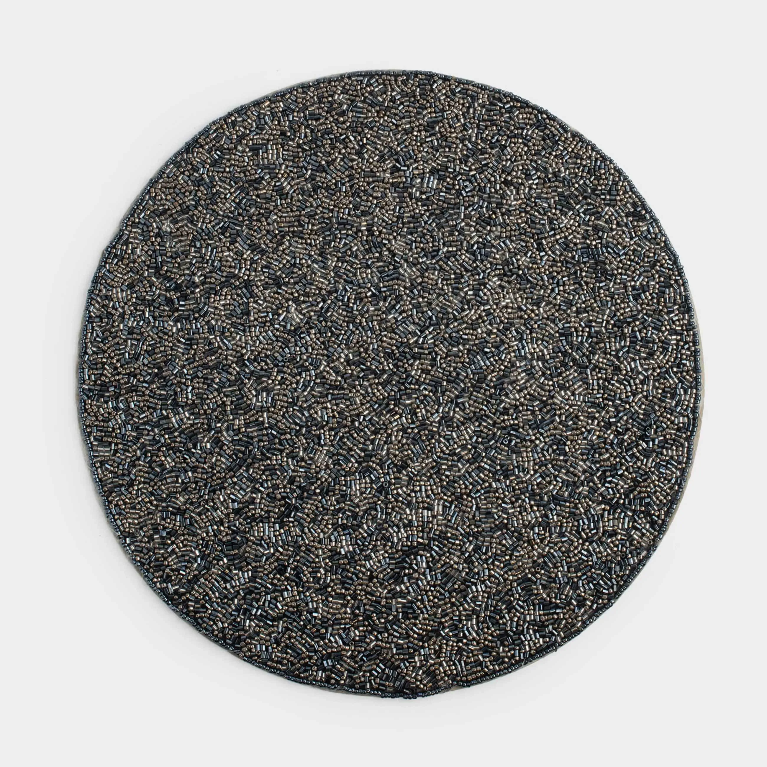 Салфетка под приборы, 36 см, бисер, круглая, синяя, Art beads