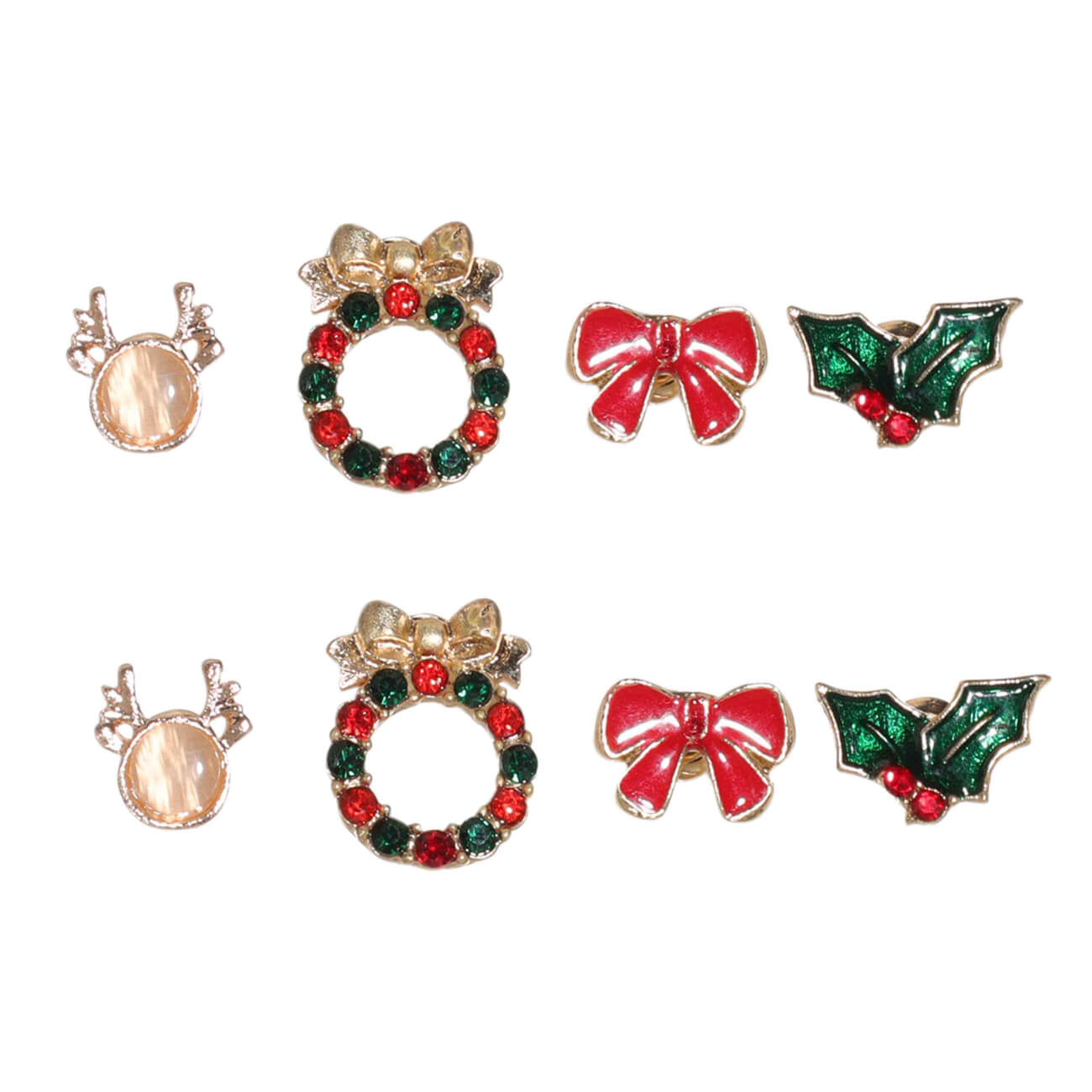 

Серьги-пусеты, 1 см, 8 шт, металл/эмаль, Новогодние украшения, Jewelry christmas