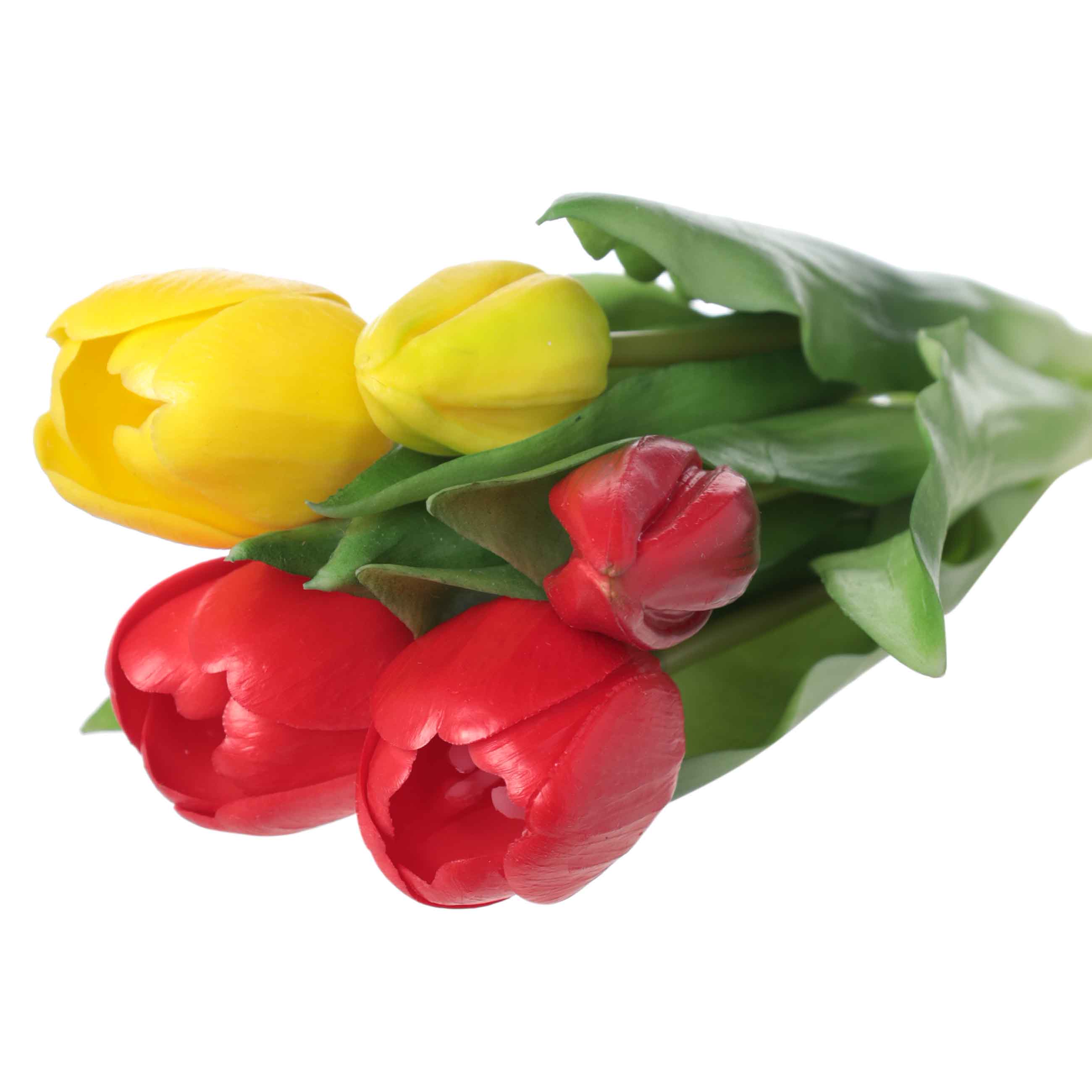 Букет декоративный, 29 см, в упаковке, ТЭП/бумага, Желтые и красные тюльпаны, Tulip garden