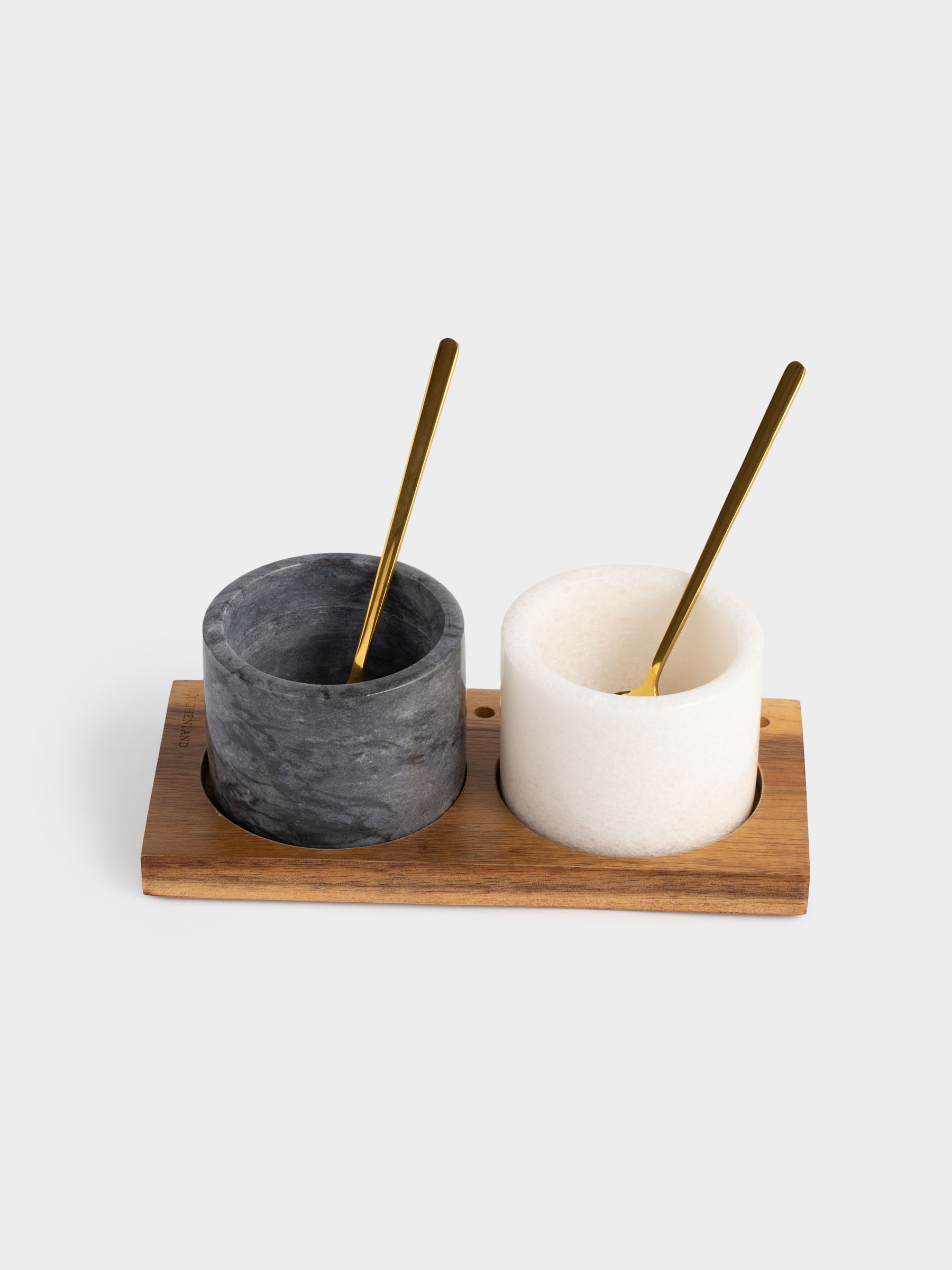 Емкость для специй, 6 см, 2 шт, с ложками, на подставке, мрамор/дерево, Marble, image-2