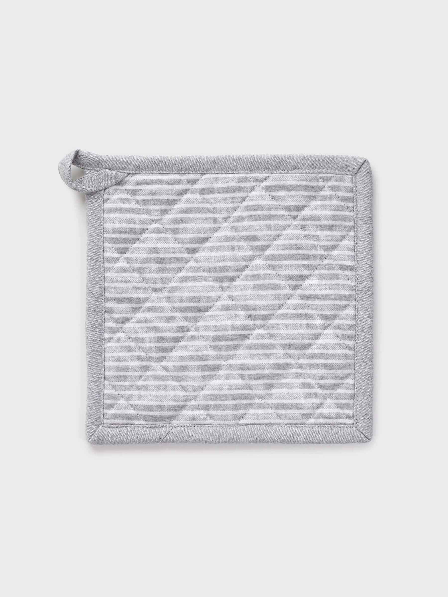 Прихватка, 20x20 см, хлопок, светло-серая, Полосы, Stripe kitchen, image-0