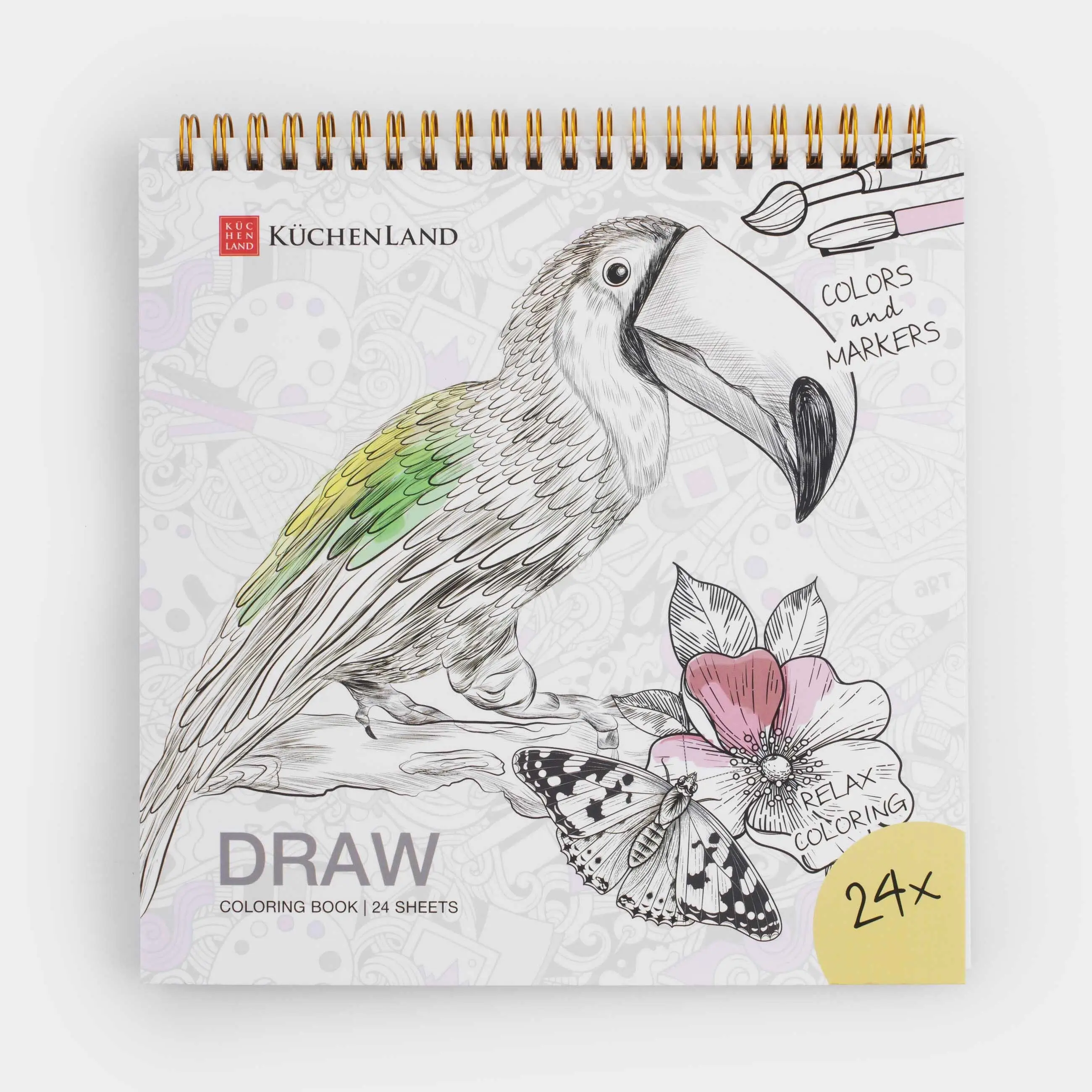 Альбом для раскрашивания, 21х21 см, 24 листа, на кольцах, Животные, Draw creative, image-0