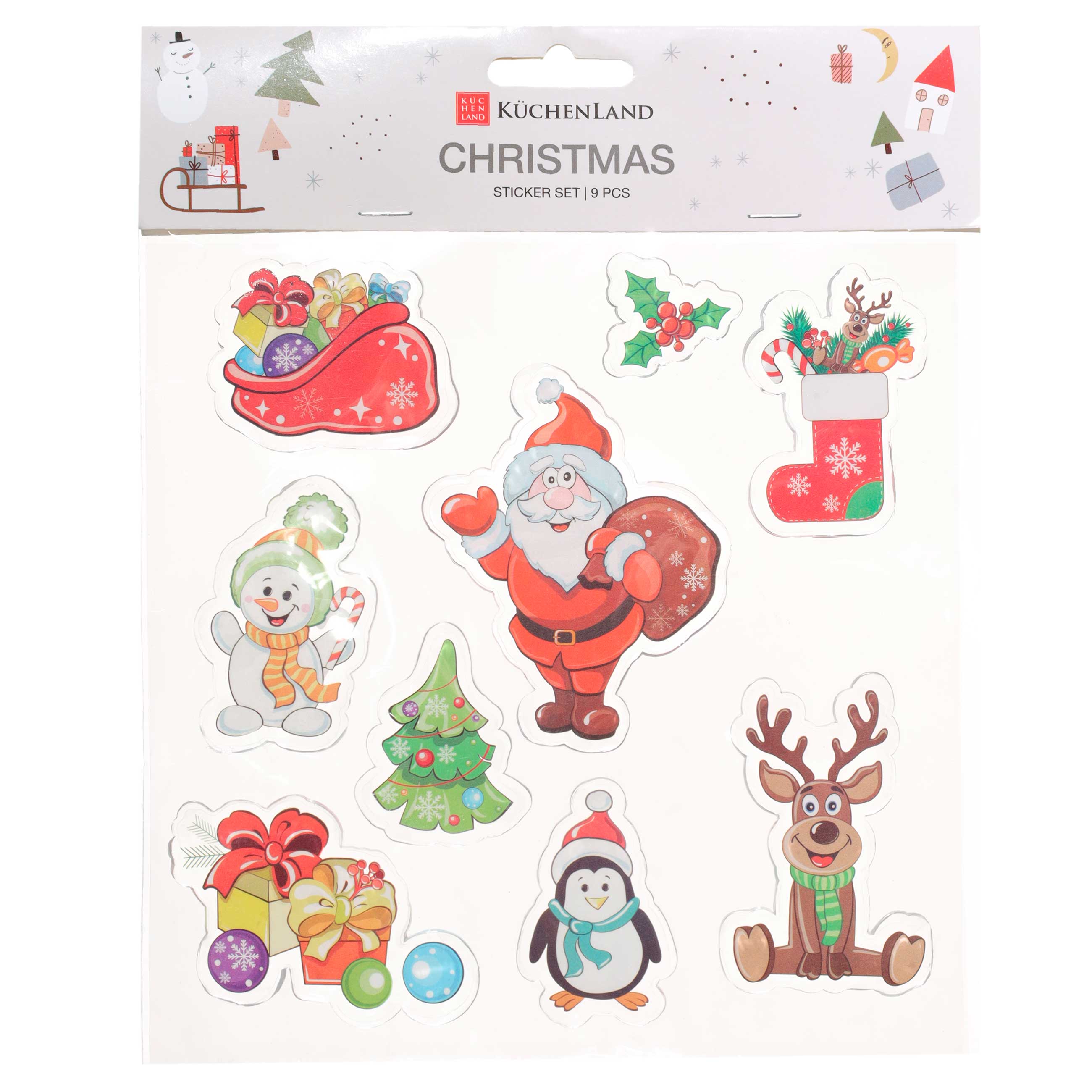 Набор наклеек, 19х19 см, многоразовая, термопластик, Санта с друзьями, Christmas изображение № 2