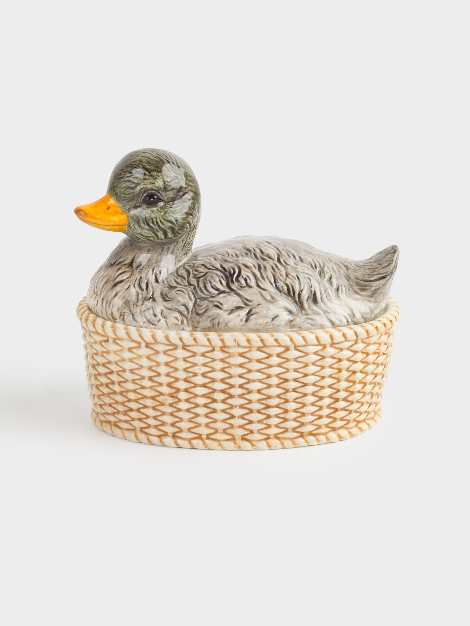 Емкость для хранения, 17х16 см, 600 мл, керамика, Утка на корзине, Duck, image-1