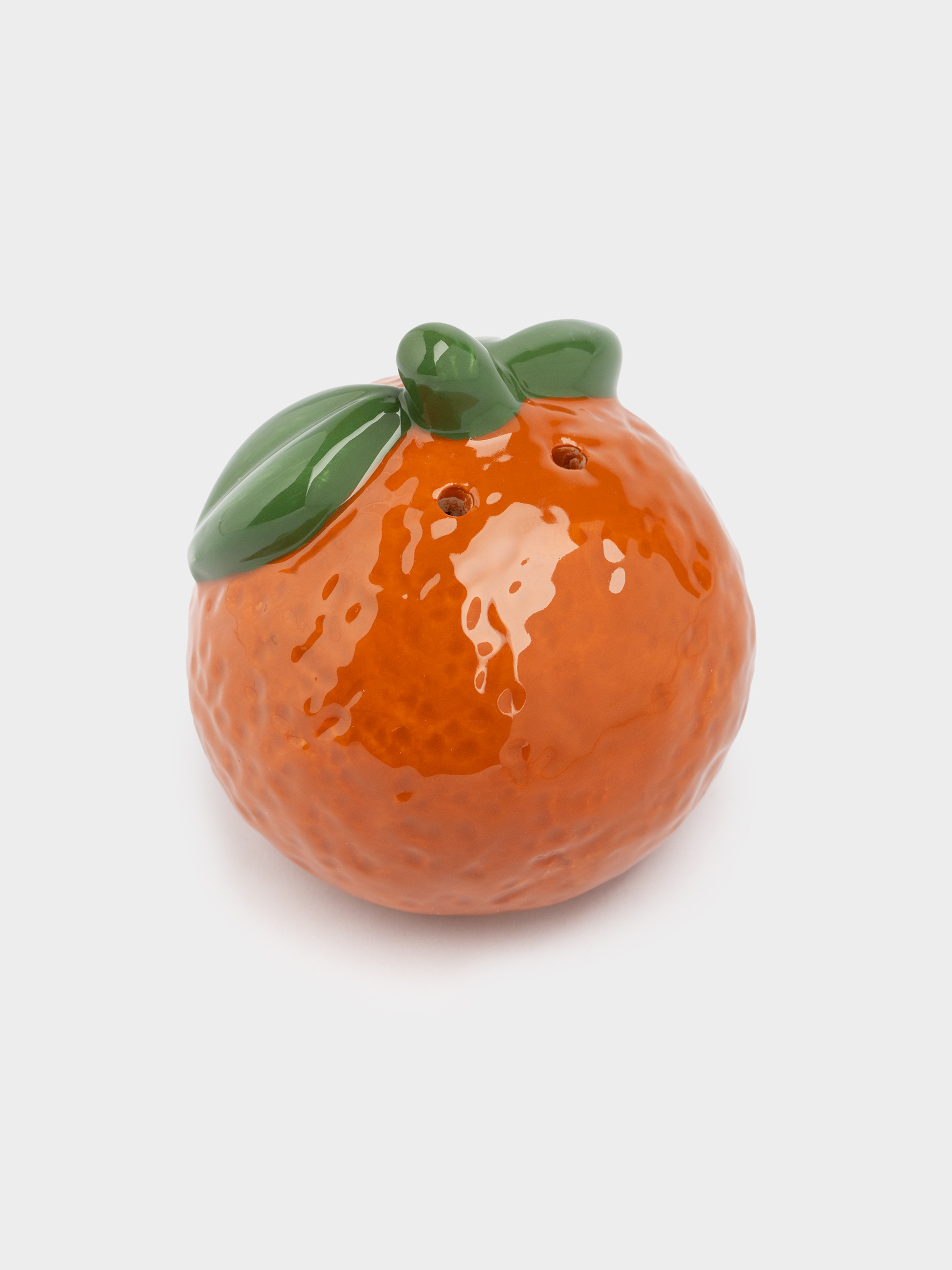 Емкость для соли или перца, 7 см, керамика, оранжевая, Мандарин с листьями, Fruits, image-1