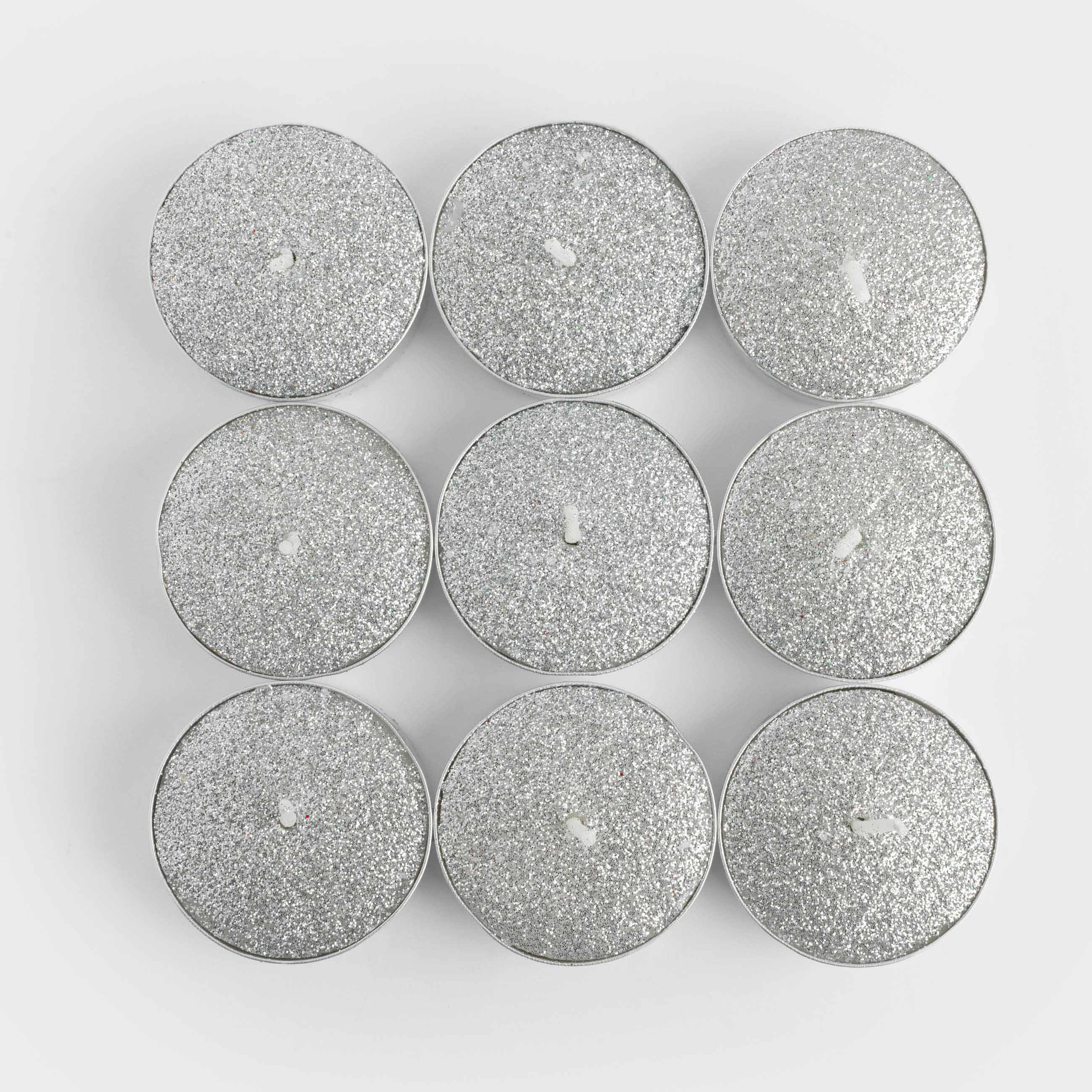 Свеча чайная, 4 см, 9 шт, серебристая, Metallic glow, image-1