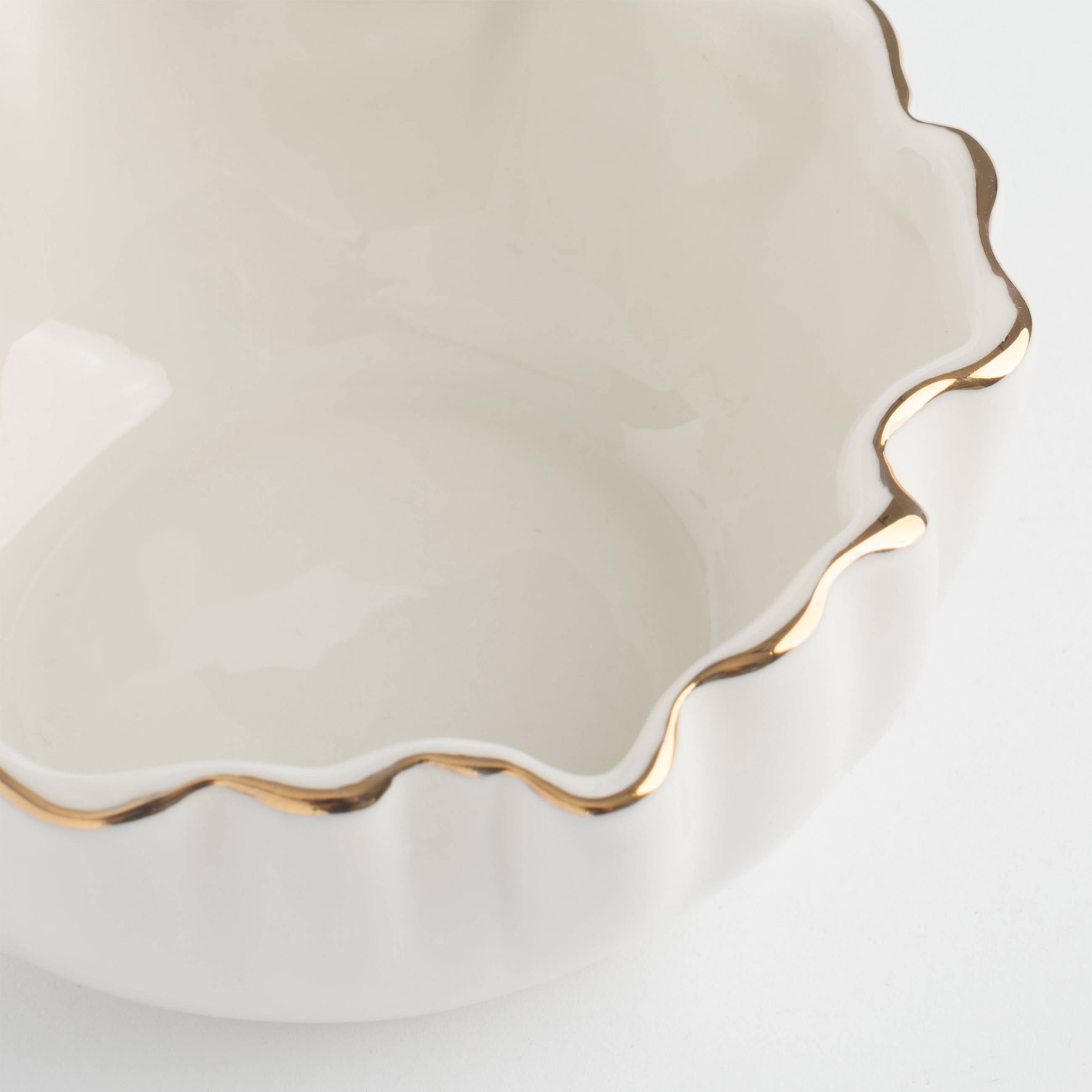 Пиала, 12х5 см, 230 мл, фарфор P, с золотистым кантом, Мятый эффект, Crumple gold, image-4