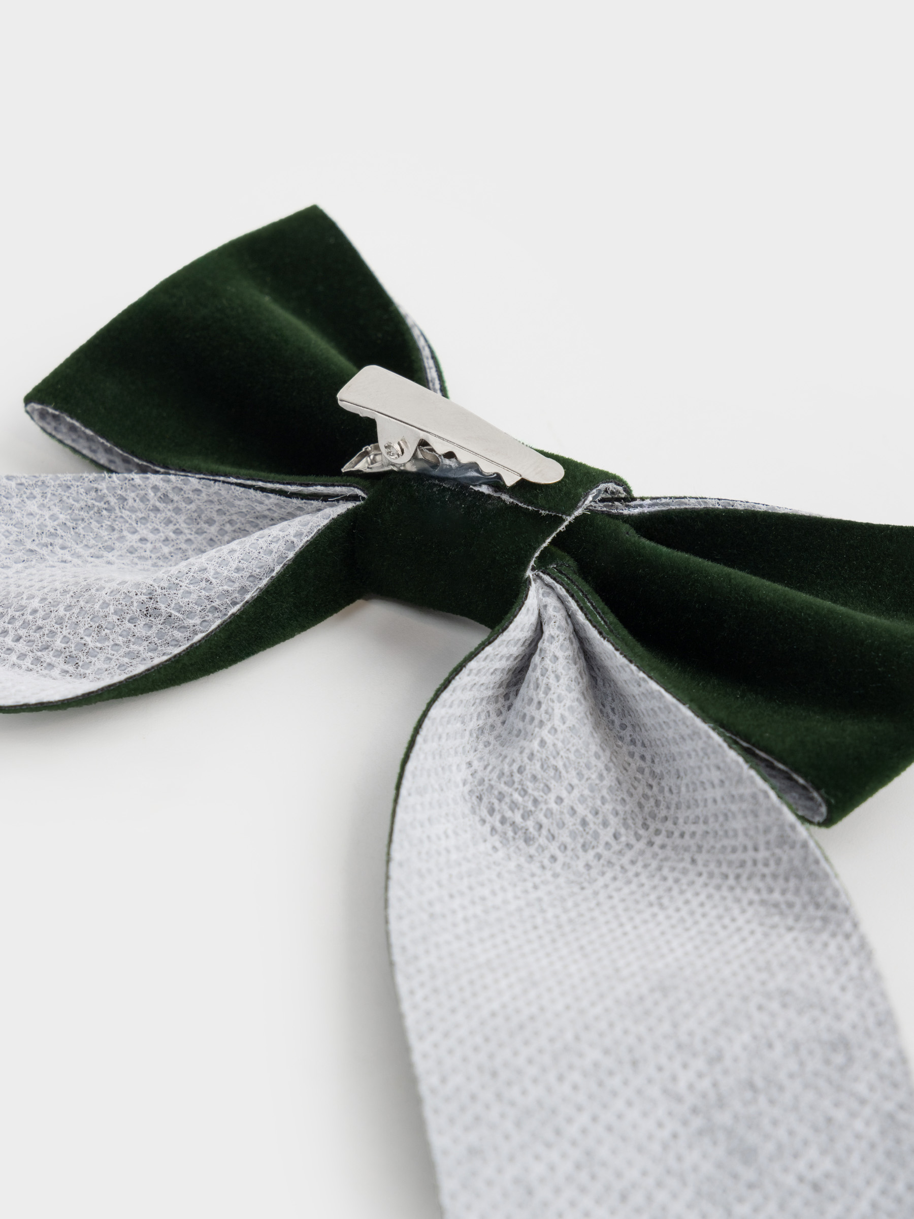 Украшение декоративное, 10 см, на клипсе, полиэстер, зеленое, Бант, Bow velvet, image-3