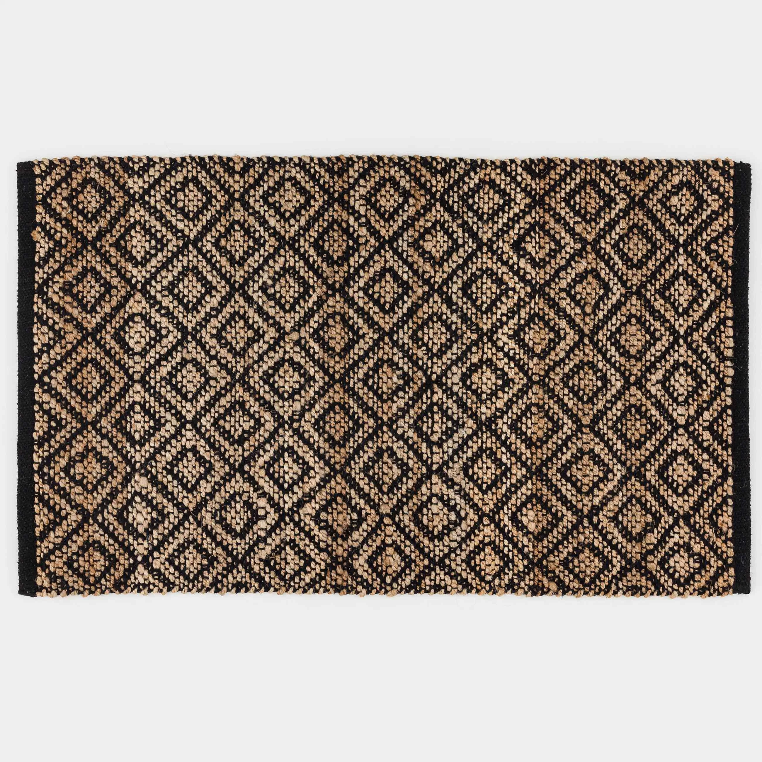 Коврик, 60х100 см, джут/хлопок, песочный/черный, Ромбы, Jute, image-0