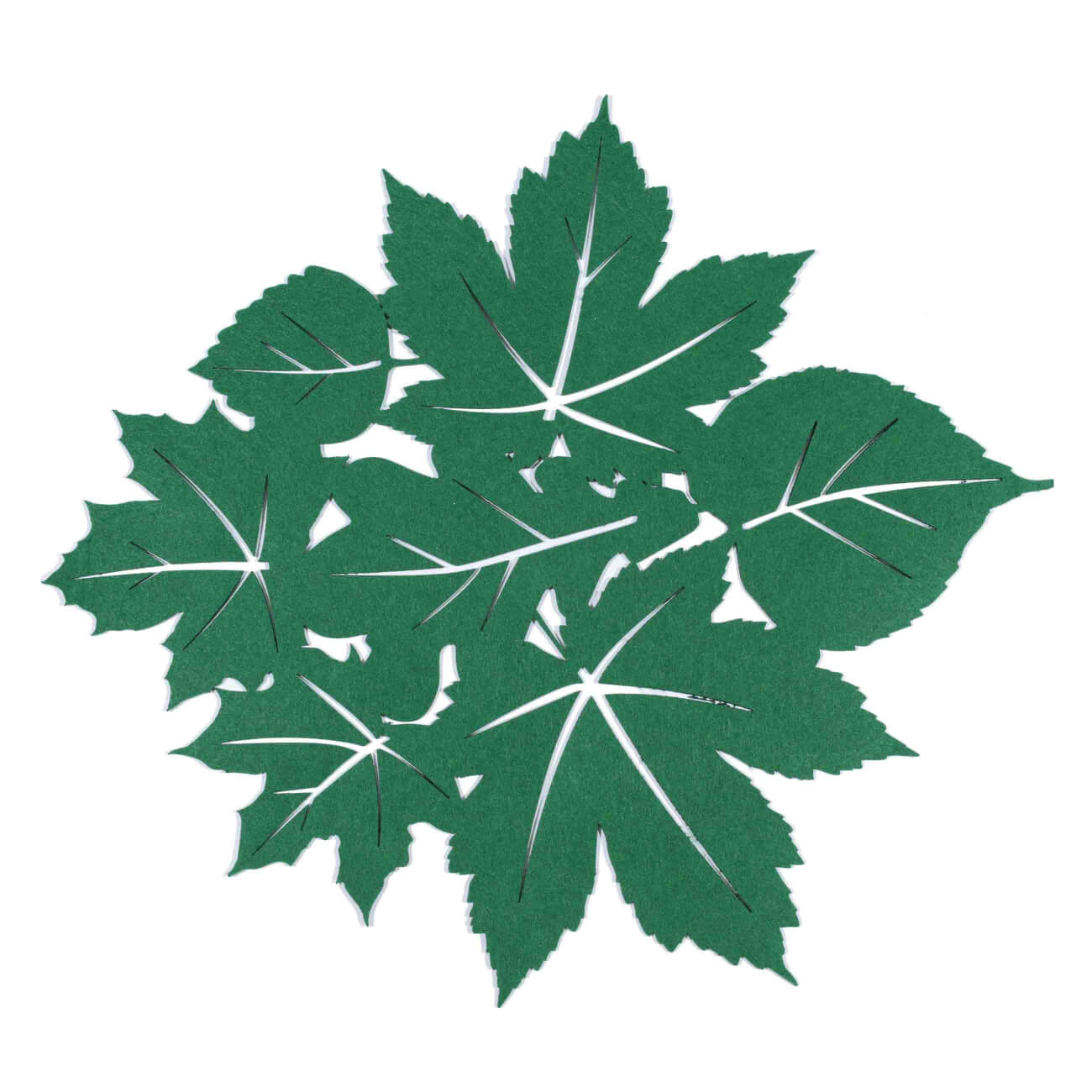 Салфетка под приборы, 42x46 см, фетр, фигурная, зеленая, Осенние листья, Felt mat изображение № 1