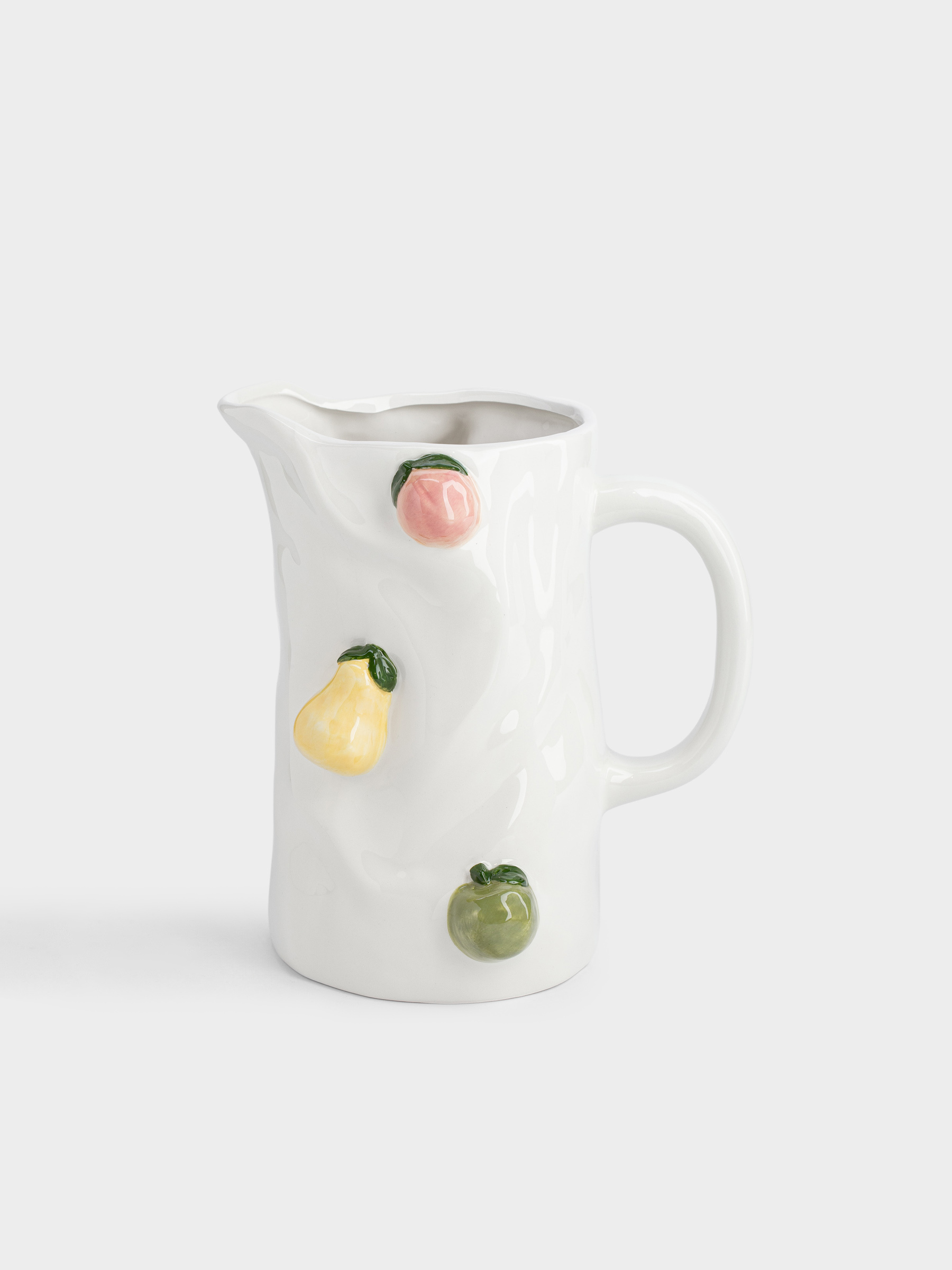 Кувшин, 2,2 л, керамика D, молочный, Фрукты, Crumple fruits