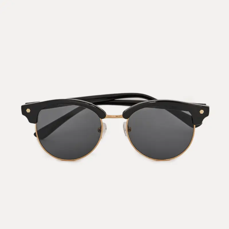 Очки солнцезащитные, металл/пластик, круглые, черные, Панто, Eyewear