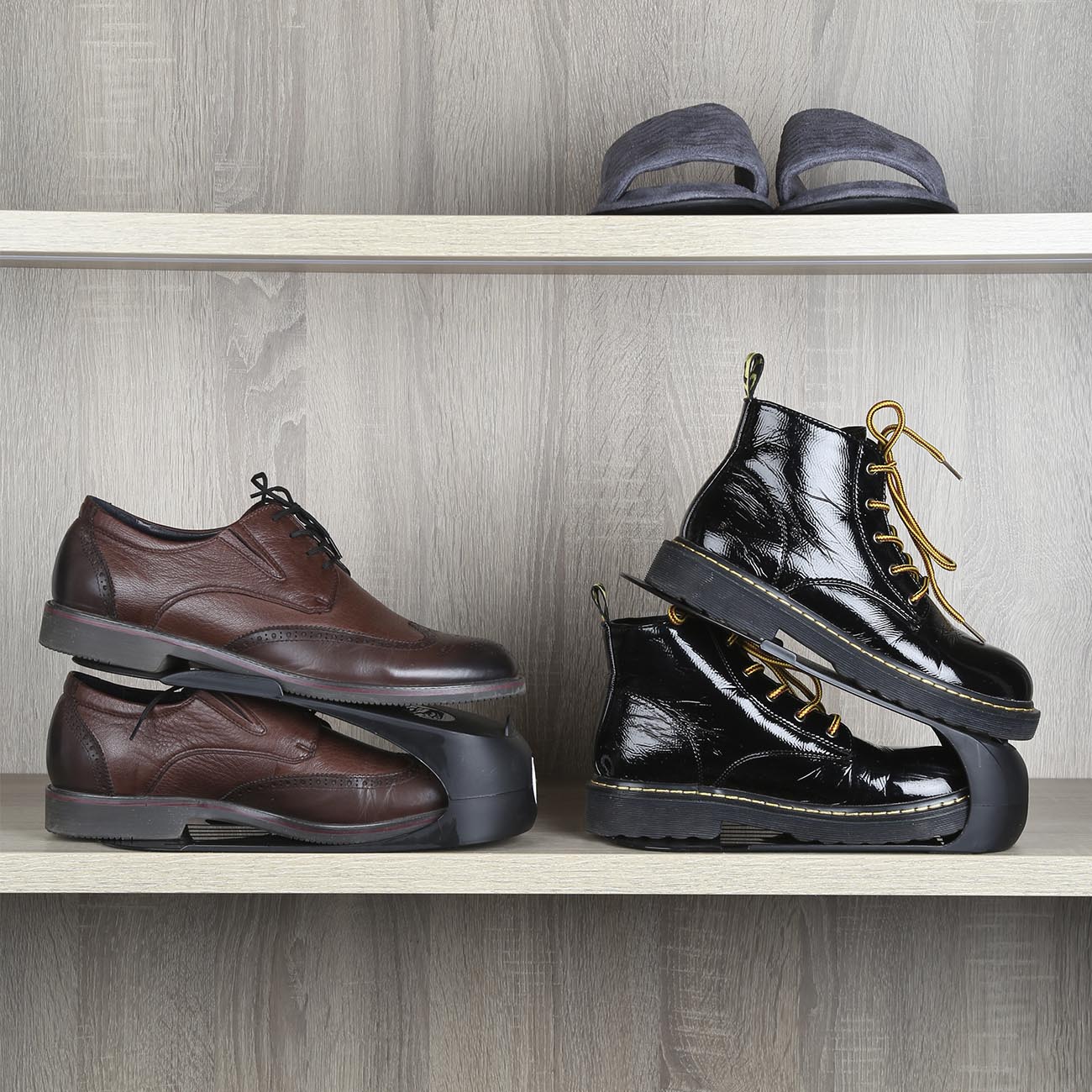 Органайзер-подставка для мужской обуви, 29 см, пластик, черный, Compact изображение № 4