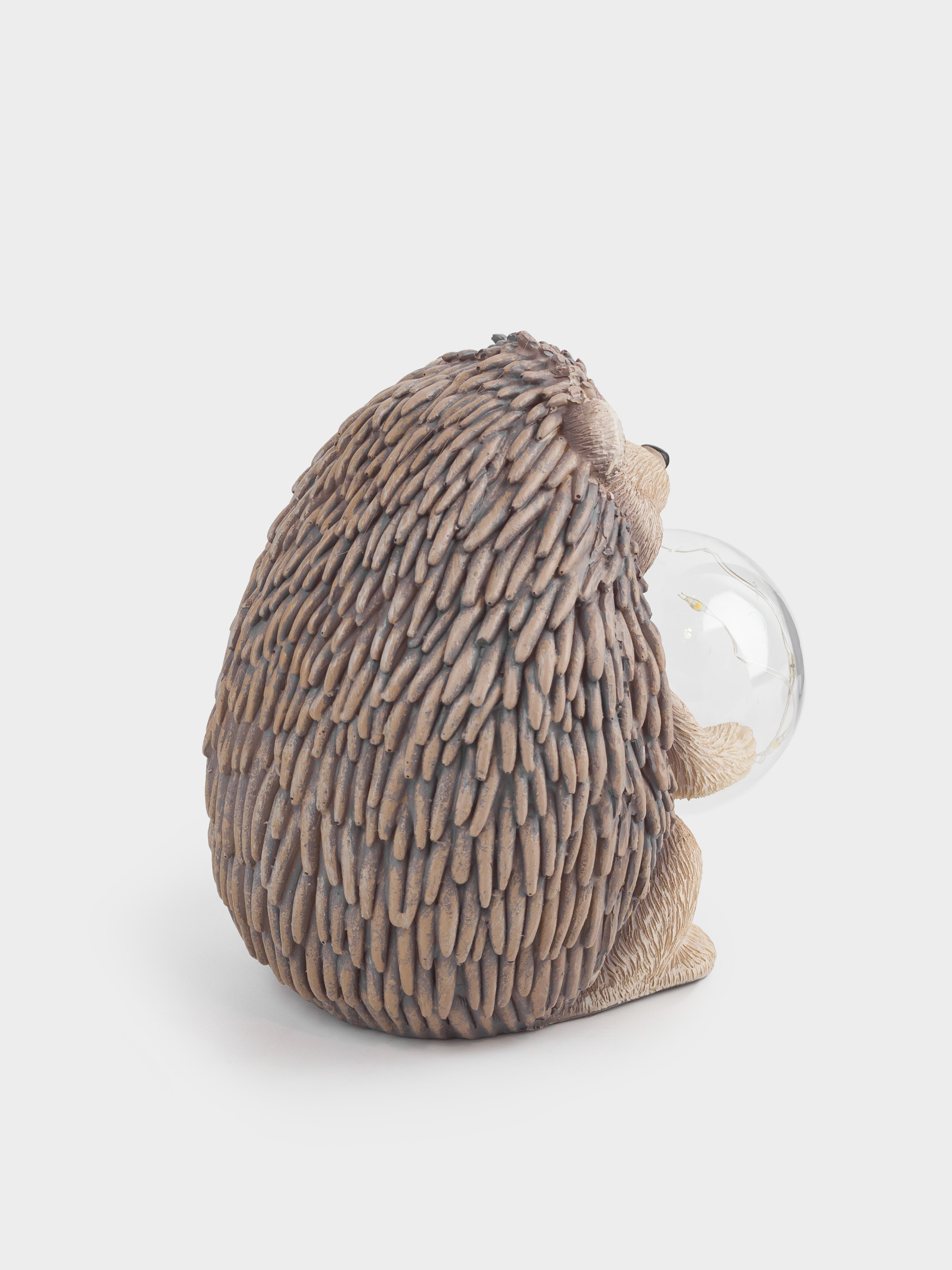 Статуэтка с подсветкой, 13 см, полирезин/стекло, серо-коричневая, Еж, Hedgehog, image-3