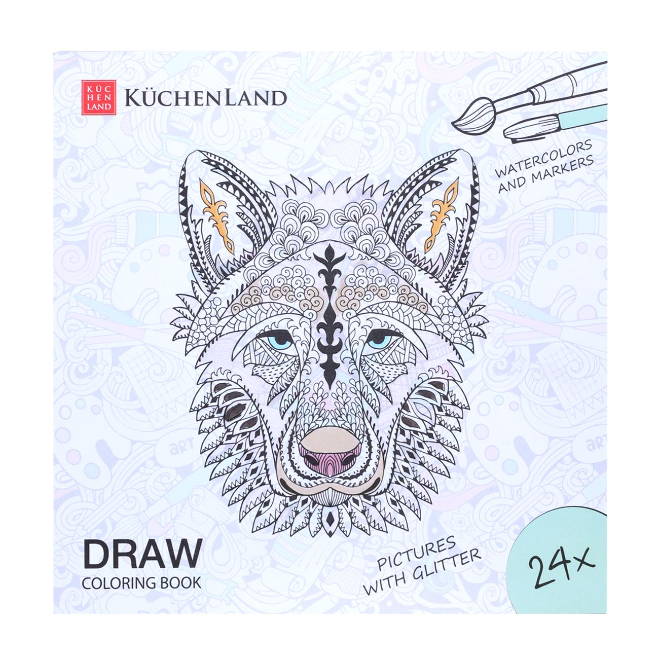 

Альбом для раскрашивания, 20х20 см, 24 листа, с блестками, Животные, Draw