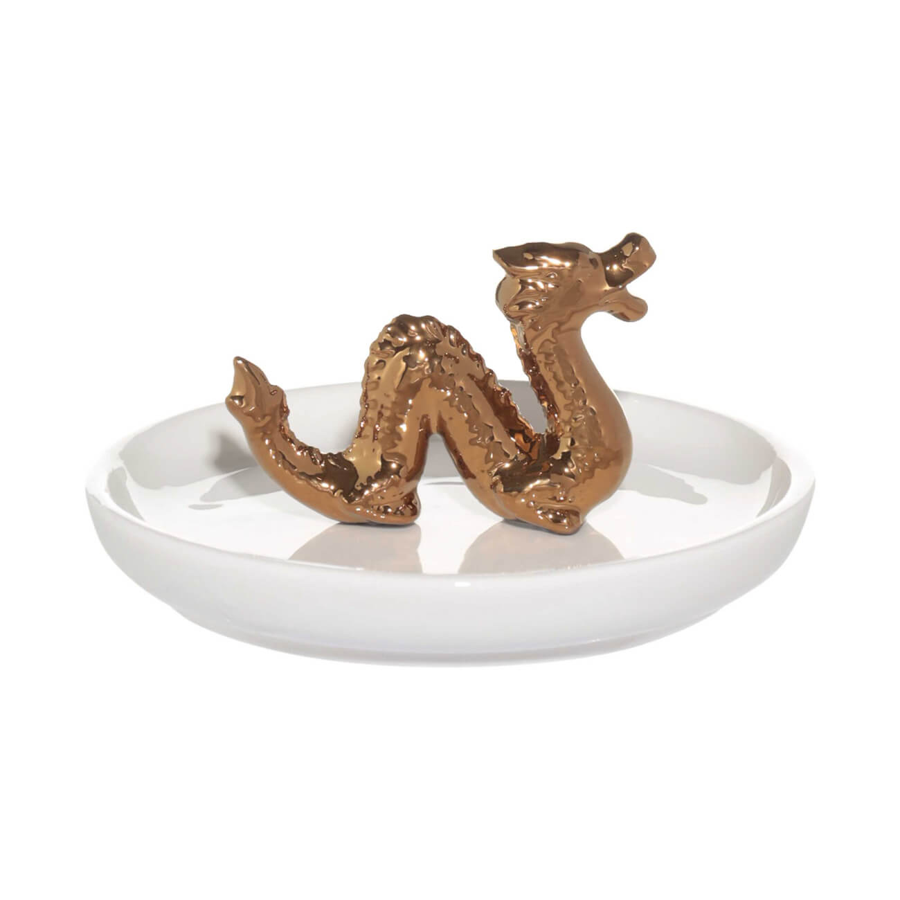 Держатель для украшений, 13х2 см, керамика, белый, Золотистый дракон, Dragon dayron изображение № 1