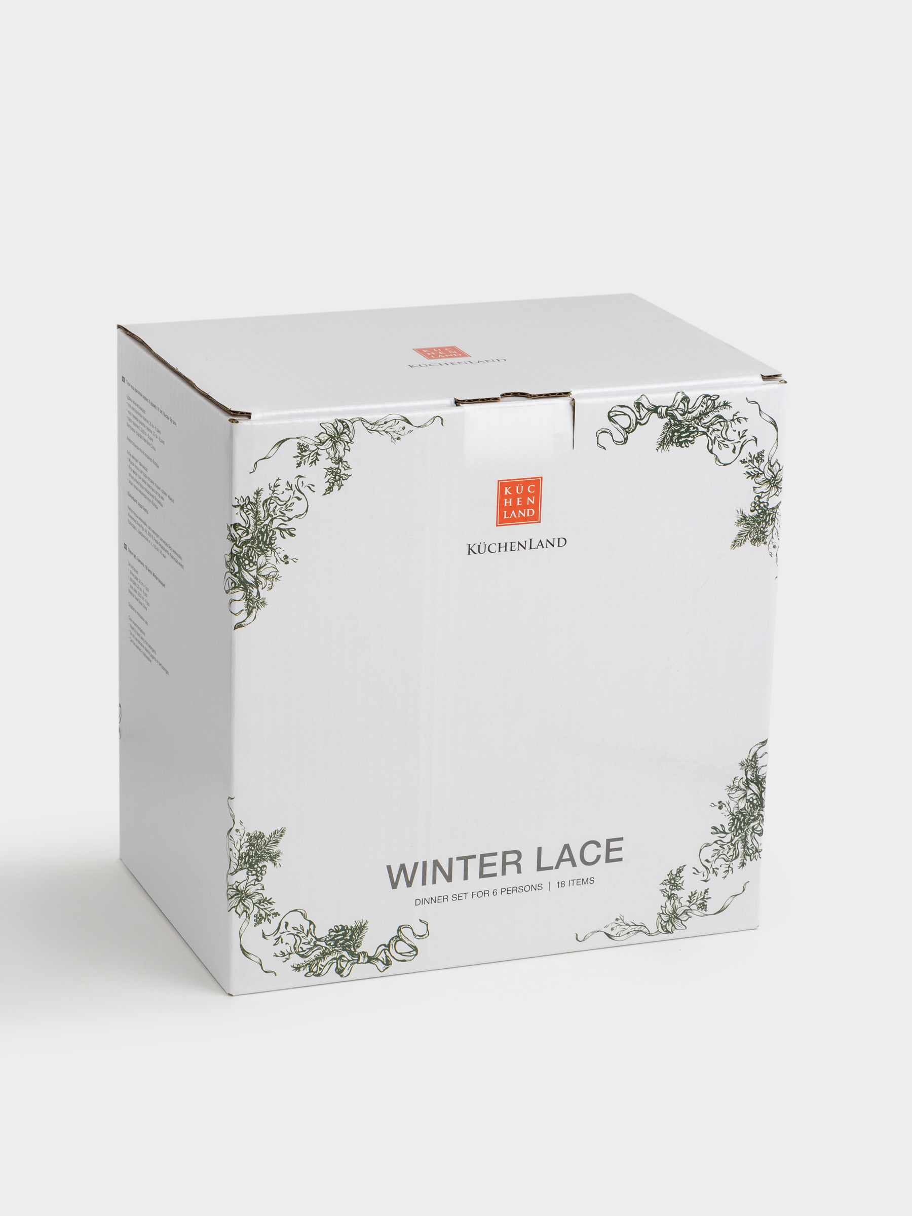 Сервиз обеденный, 6 перс, 18 пр, фарфор N, бело-зеленый, Зимний букет, Winter lace, image-6