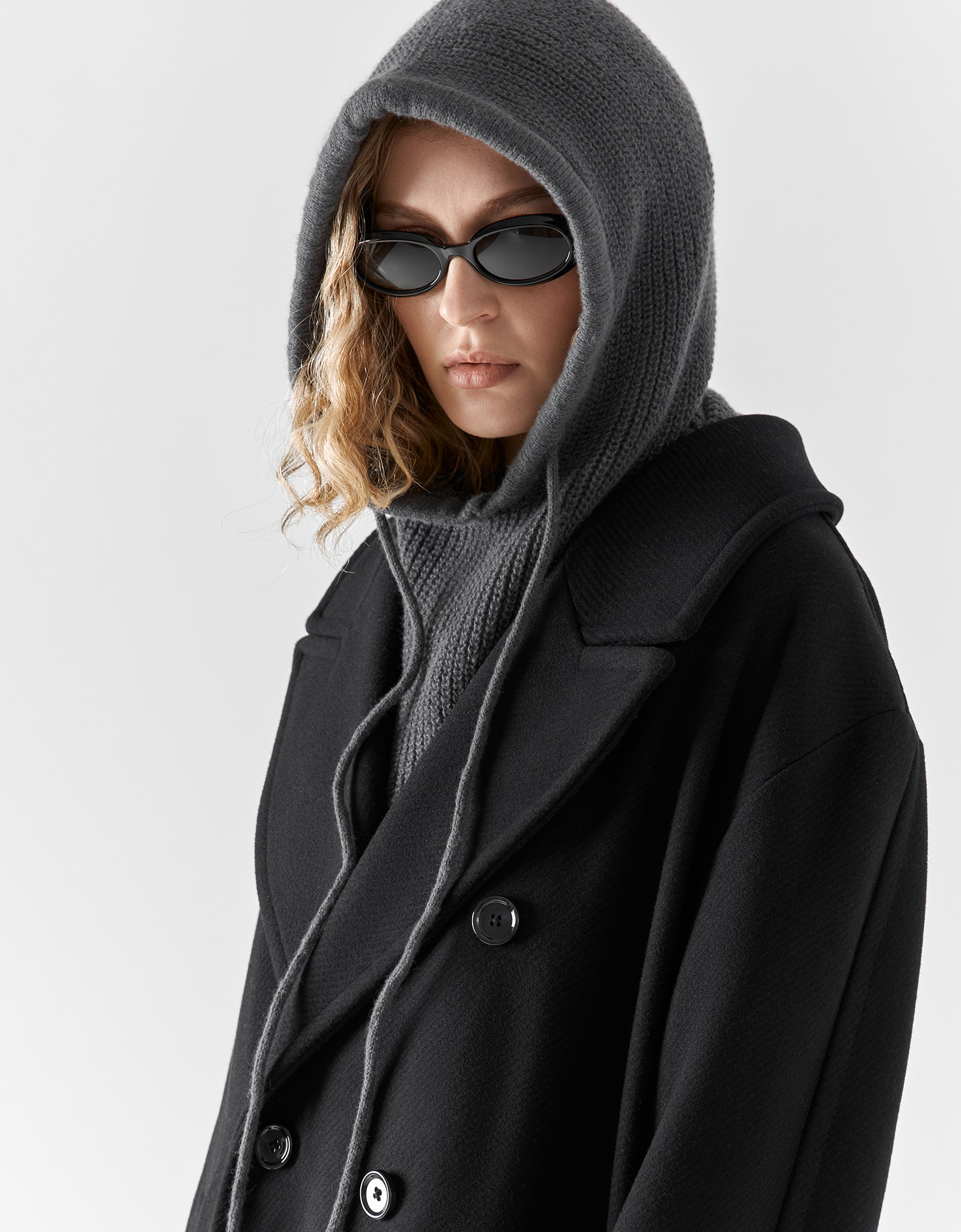 Капор женский, единый размер, в рубчик, полиэстер, темно-серый, Kapor, image-4