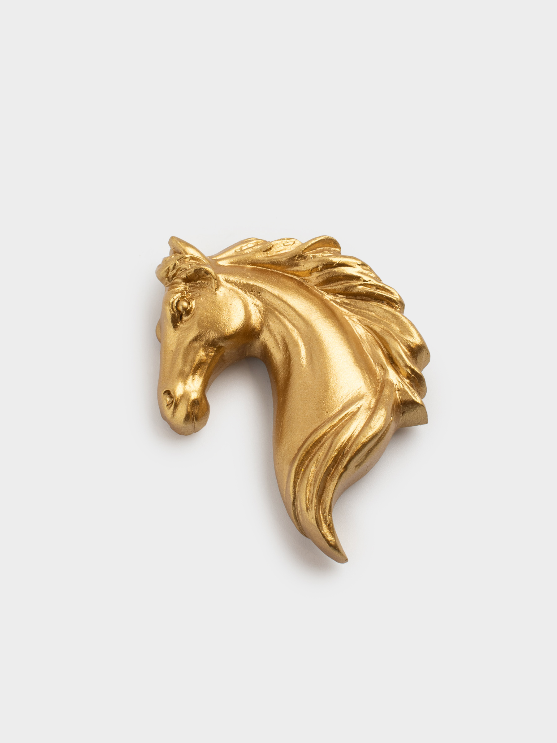 Магнит, 8 см, полирезин, золотистый, Голова лошади, Horse gold, image-1