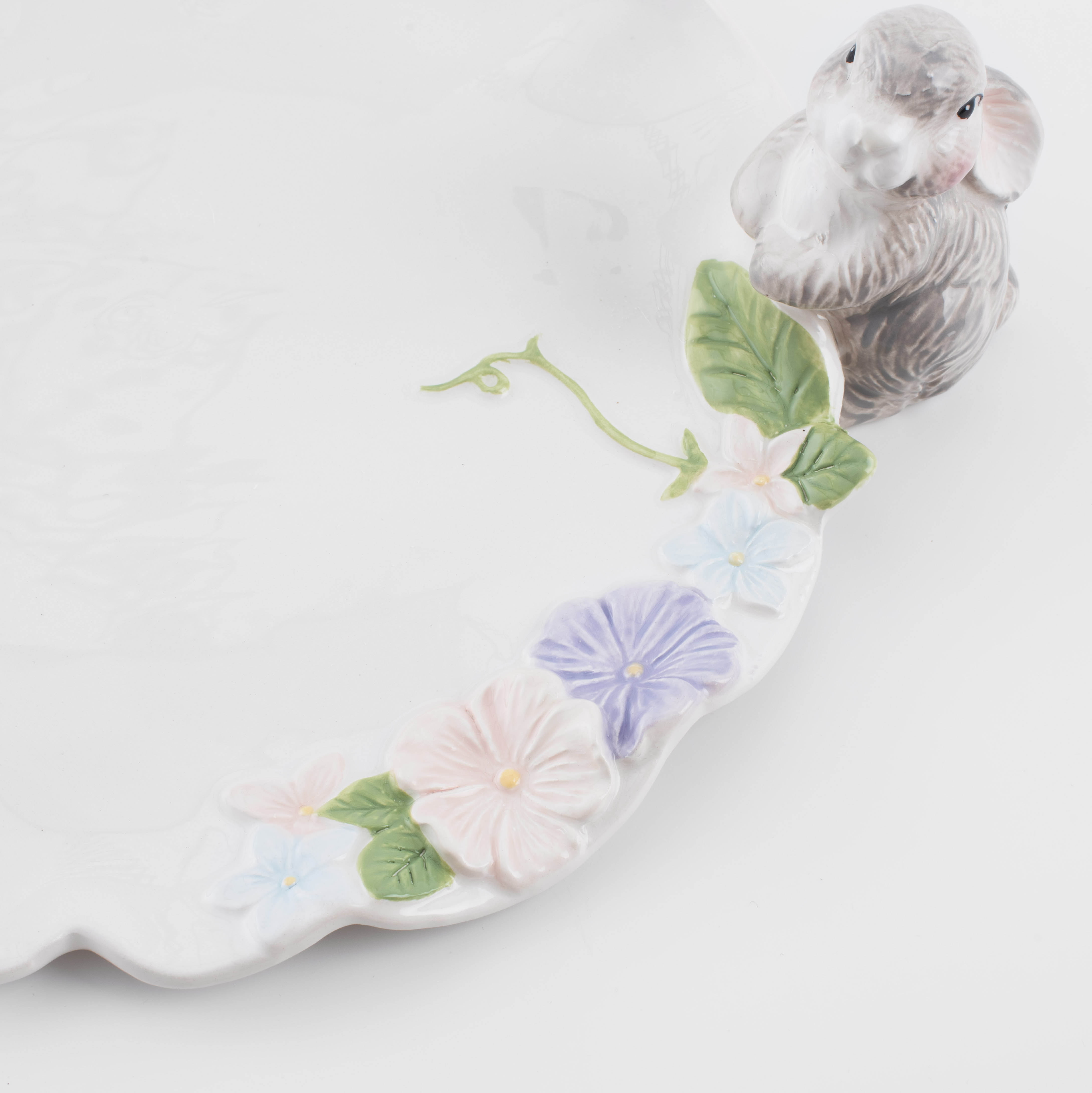 Блюдо, 24 см, керамика, белое, Кролик и цветы, Pure easter изображение № 5