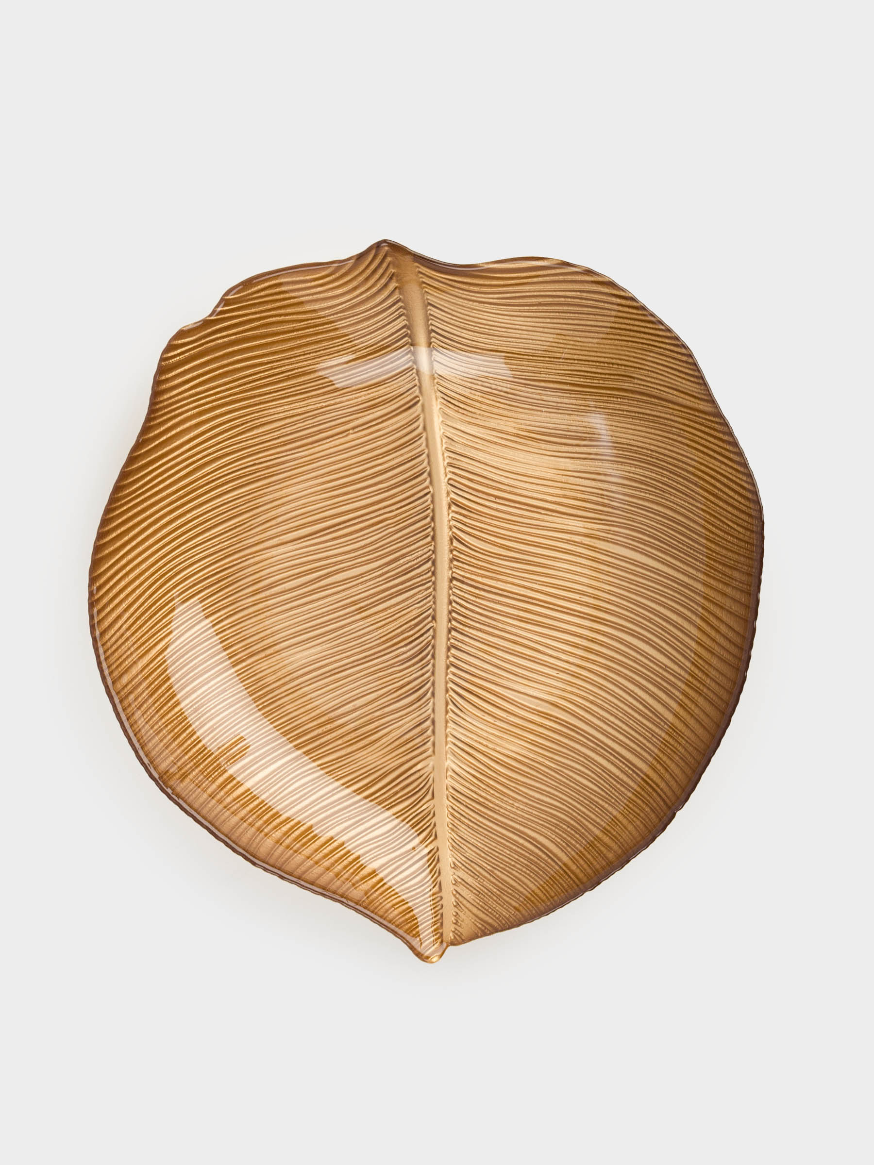 Блюдо, 21х19х3 см, стекло, золотистое, Тропический лист, Hosta, image-2