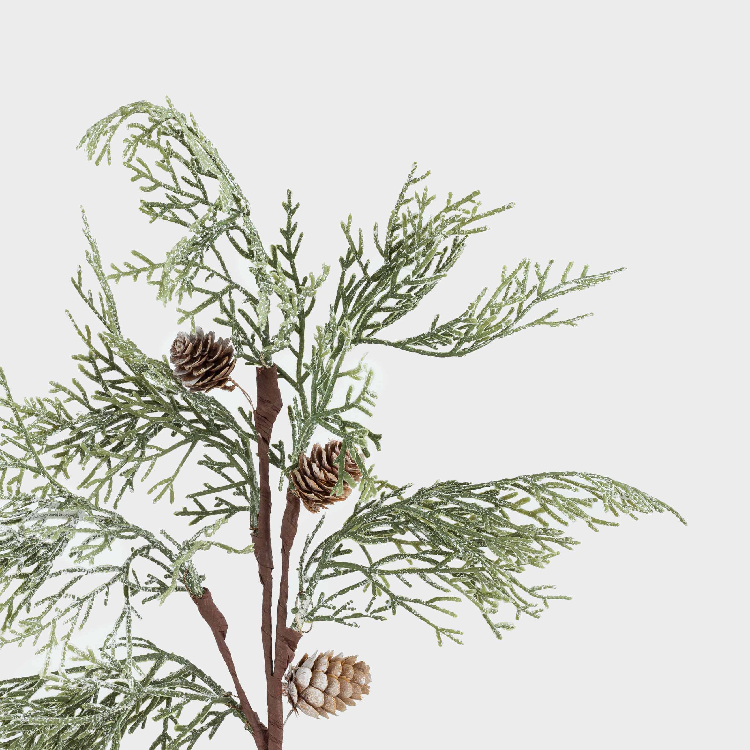 Ветка декоративная, 46 см, ПВХ/металл, Хвоя с шишками, Conifer decor, image-1