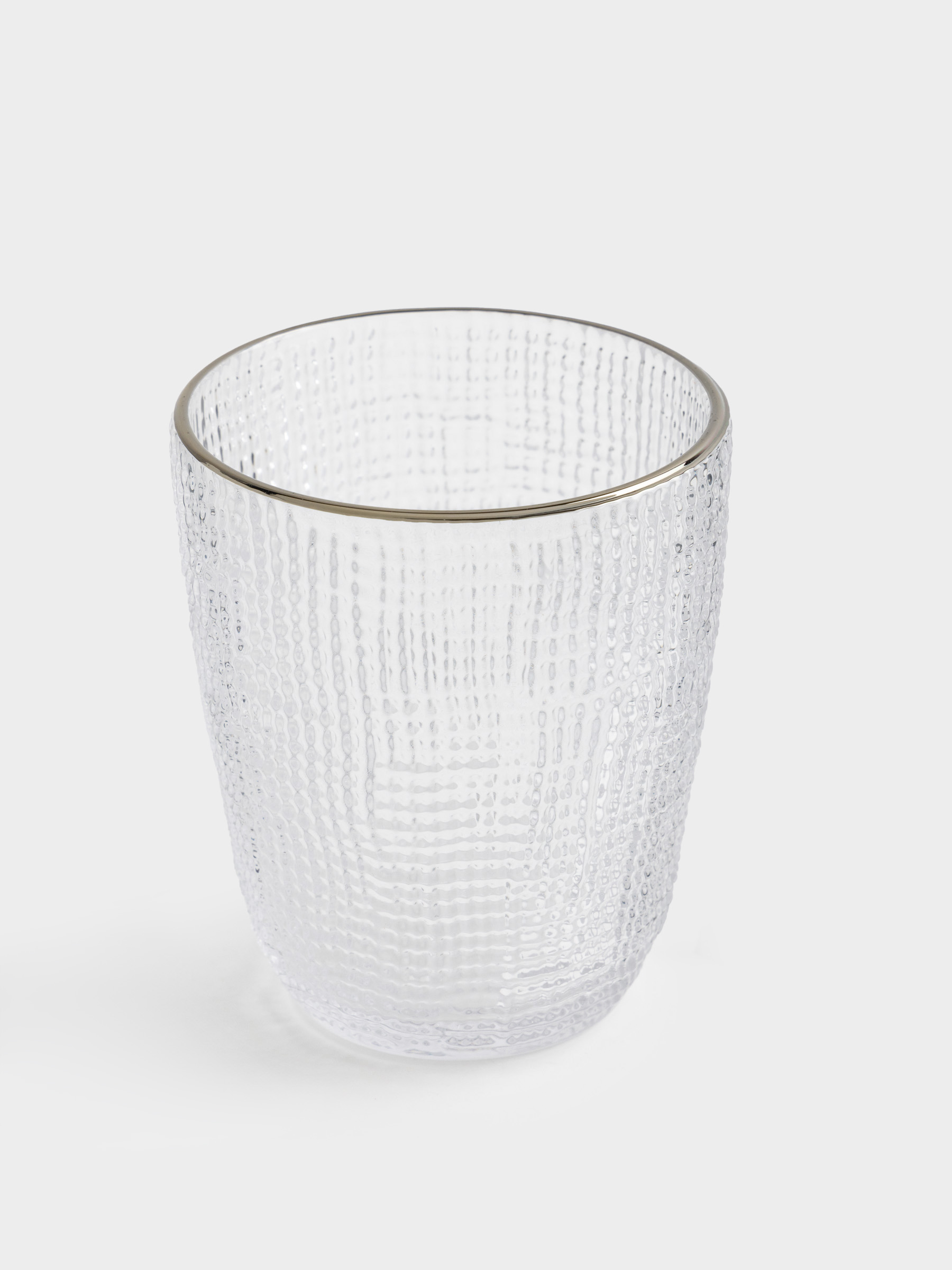 Стакан, 10 см, 320 мл, стекло Р, с серебристым кантом, Grain silver, image-1