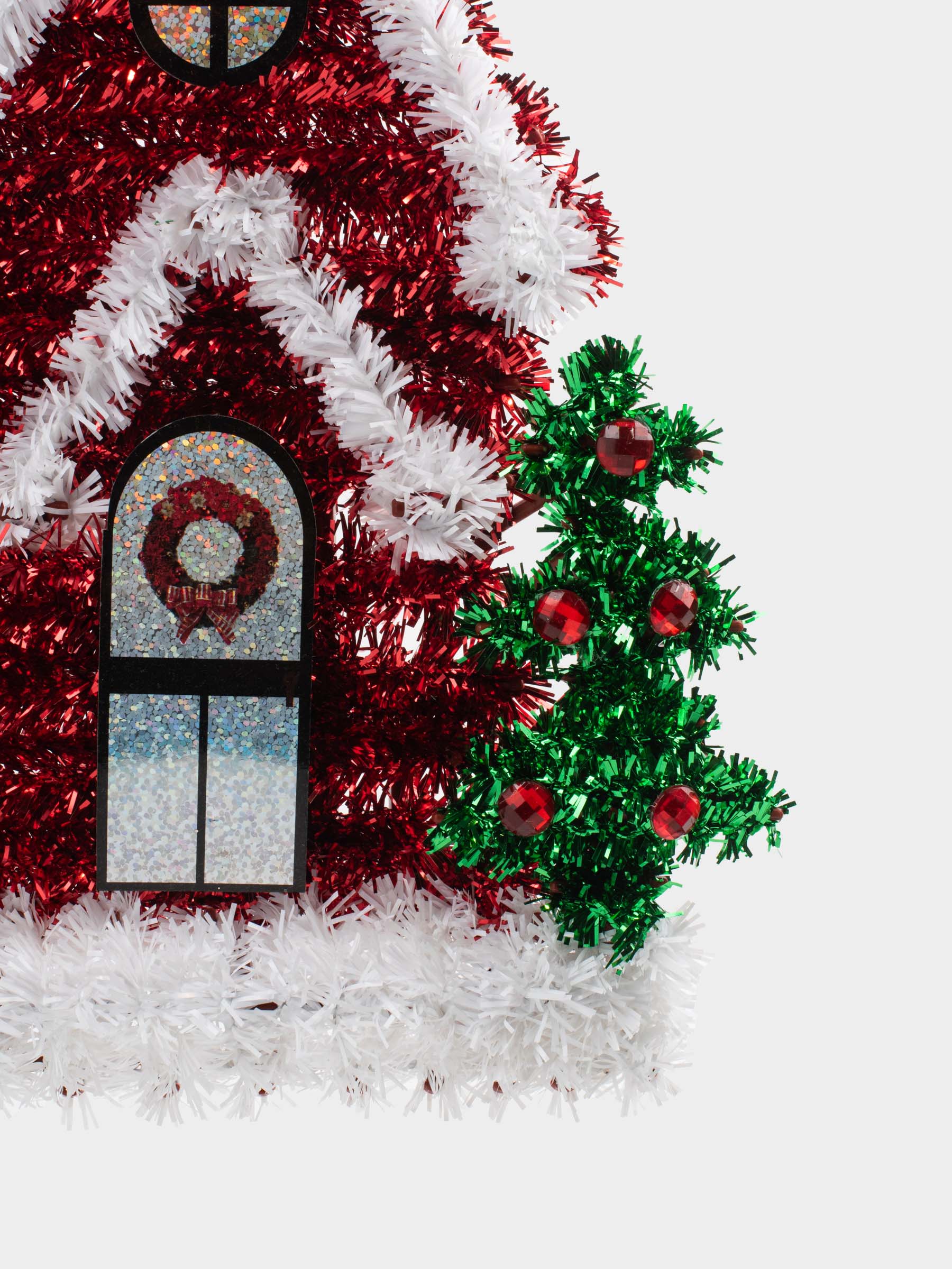 Украшение декоративное, 29 см, мишура/пластик, красное, Домик, Tinsel decor, image-2