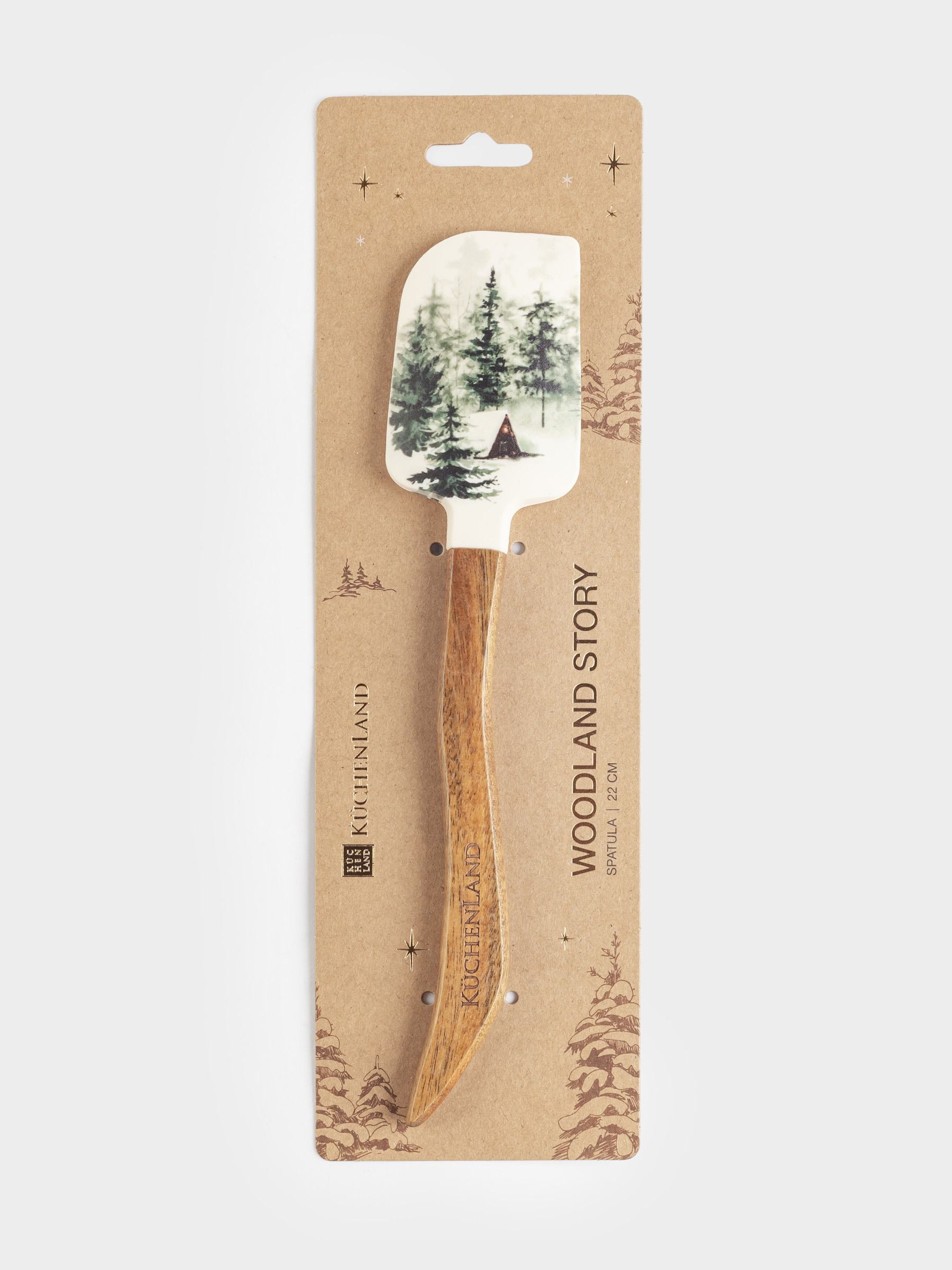 Лопатка-шпатель, 22 см, силикон/дерево, молочная, Зимний лес, Woodland story, image-3