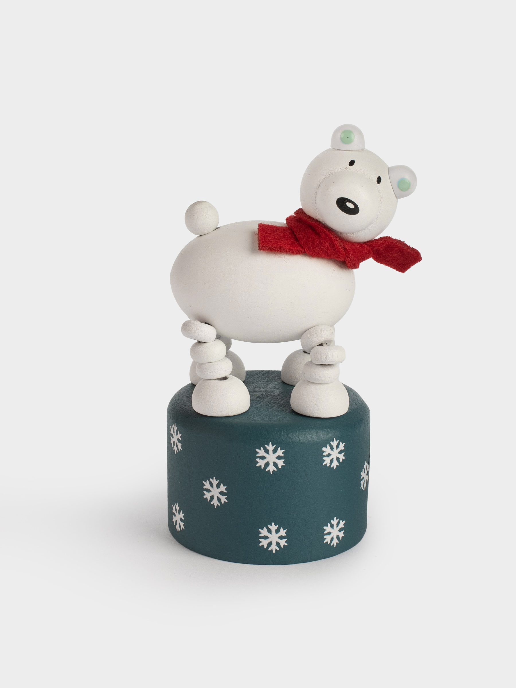Игрушка, 9x5 см, дергунчик, дерево, бело-голубая, Белый мишка, White bear, image-0