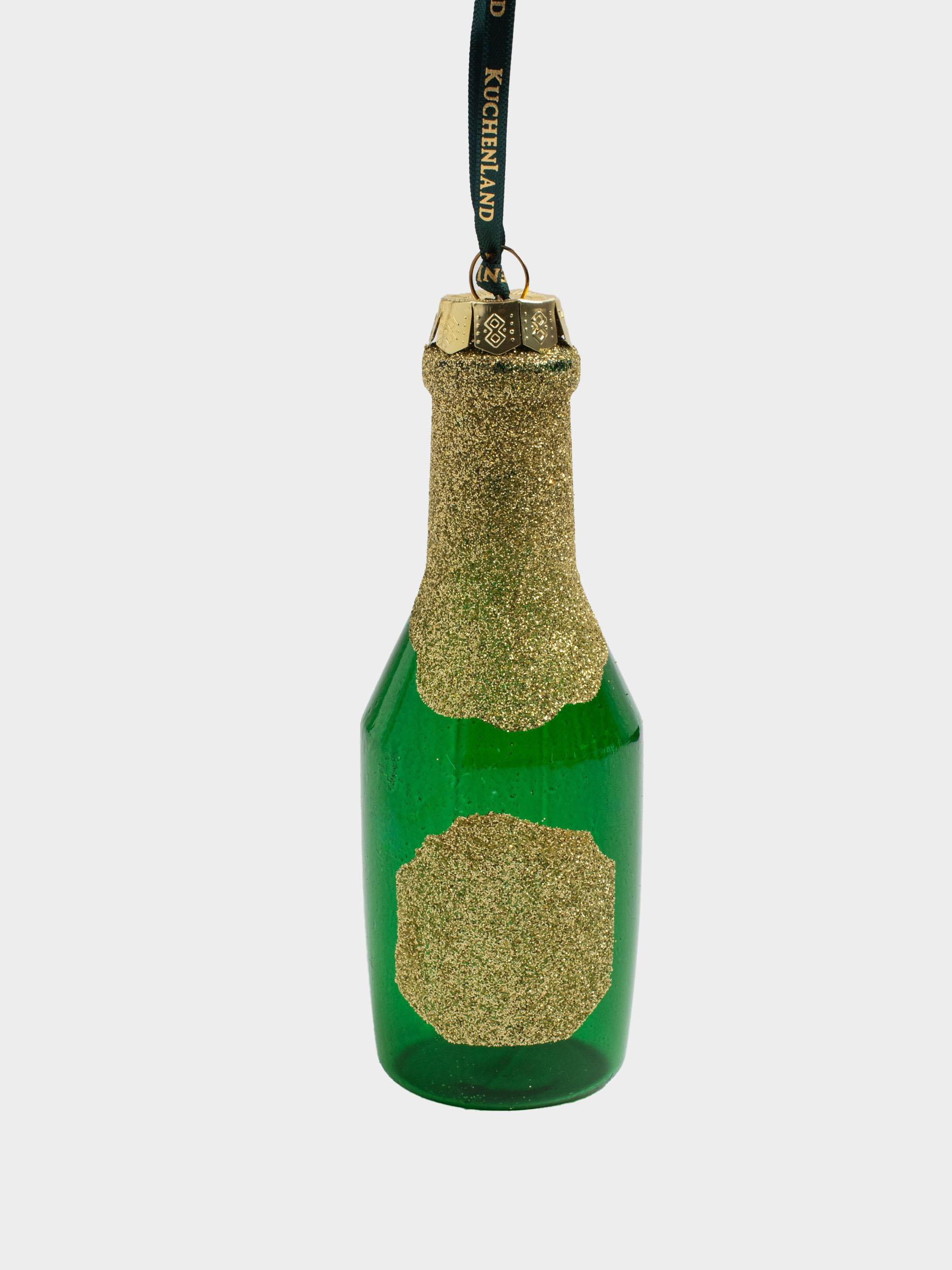 Игрушка елочная, 13 см, стекло, Бутылка шампанского в блестках, Figure sparkle, image-0